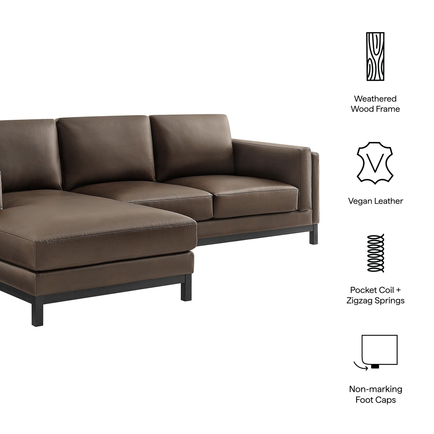 Roscoe Left-Facing Vegan Leather Sectional Sofa with Chaise by Modway EEI-7376