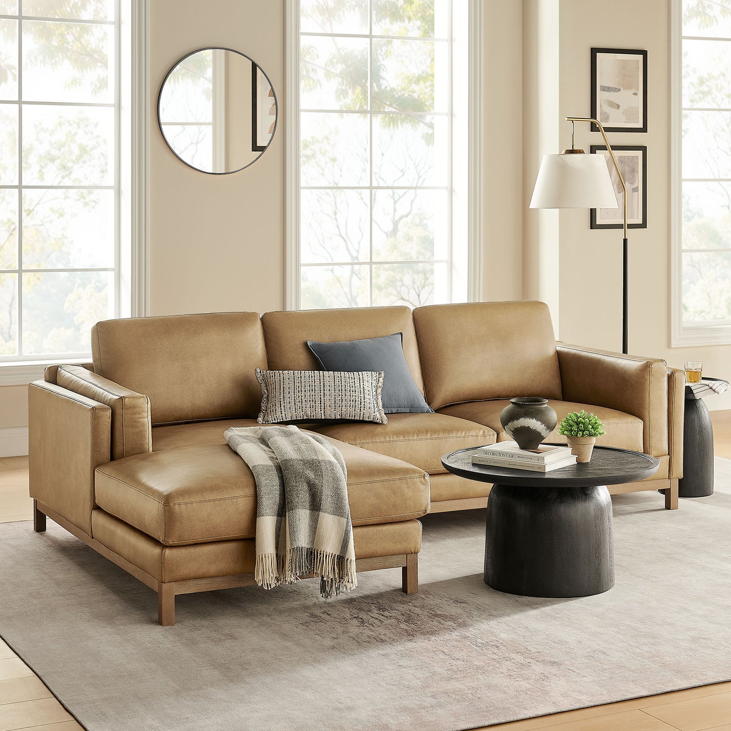 Roscoe Left-Facing Vegan Leather Sectional Sofa with Chaise by Modway EEI-7376