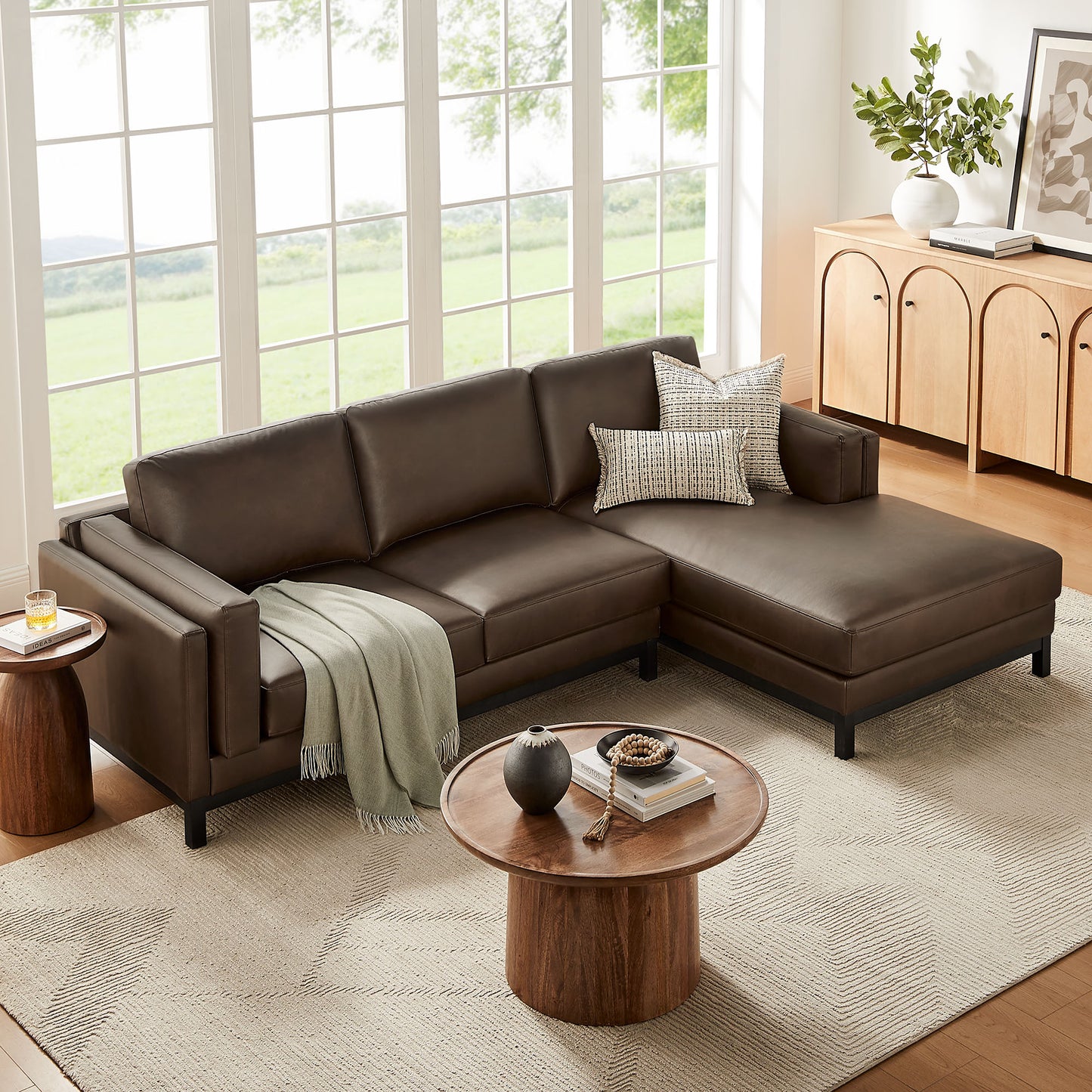 Roscoe Contemporary Vegan Leather Sectional Sofa with Chaise by Modway EEI-7377
