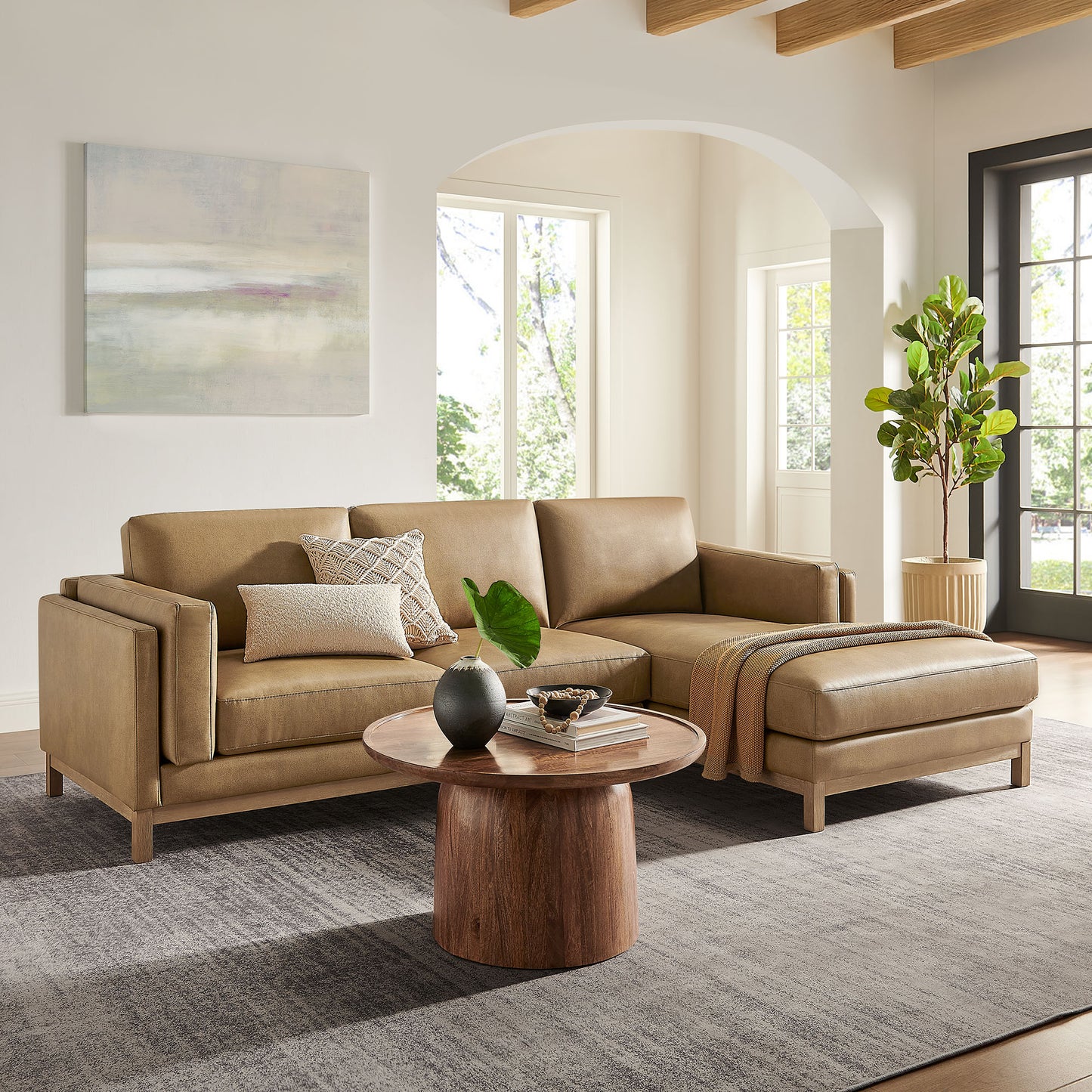 Roscoe Contemporary Vegan Leather Sectional Sofa with Chaise by Modway EEI-7377