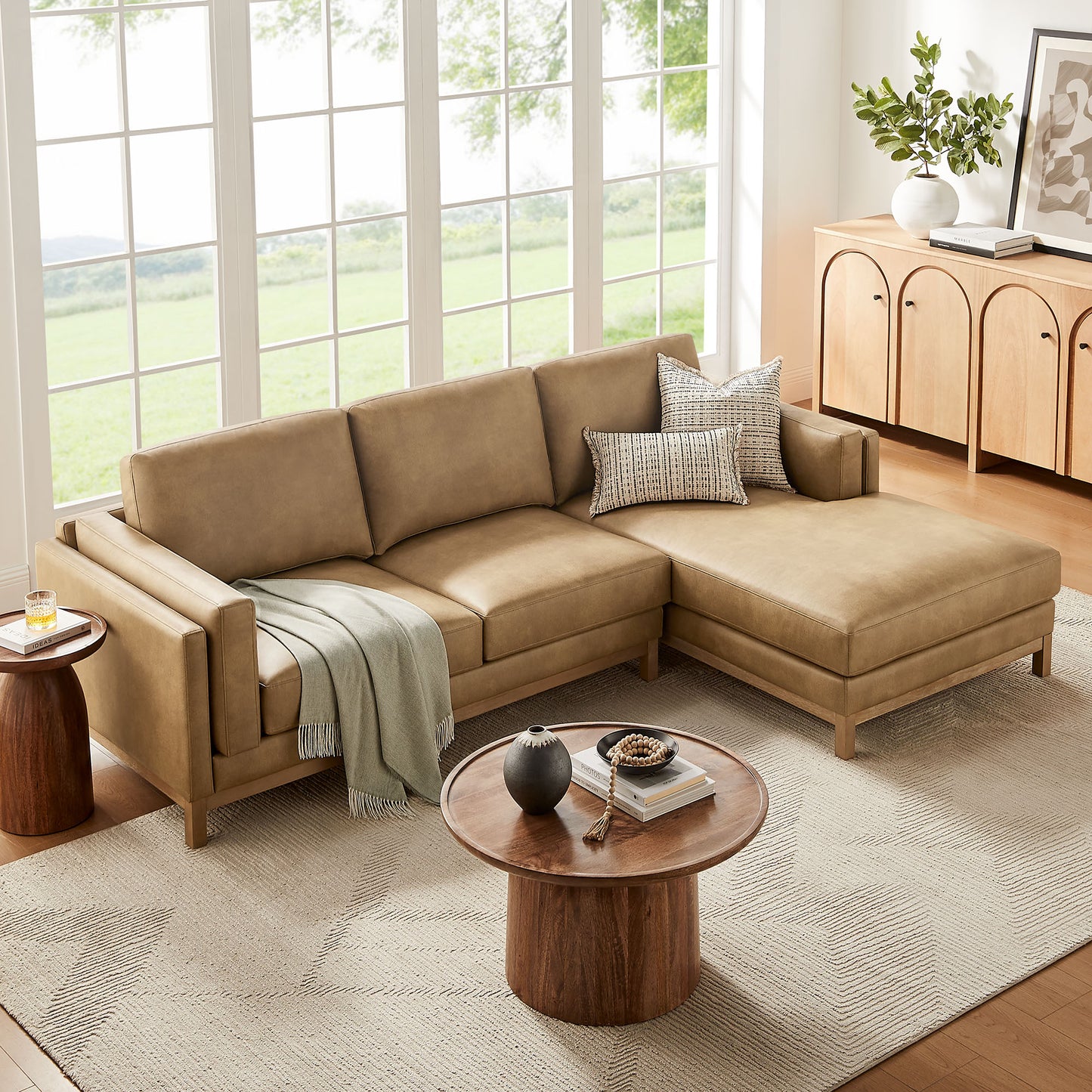 Roscoe Contemporary Vegan Leather Sectional Sofa with Chaise by Modway EEI-7377