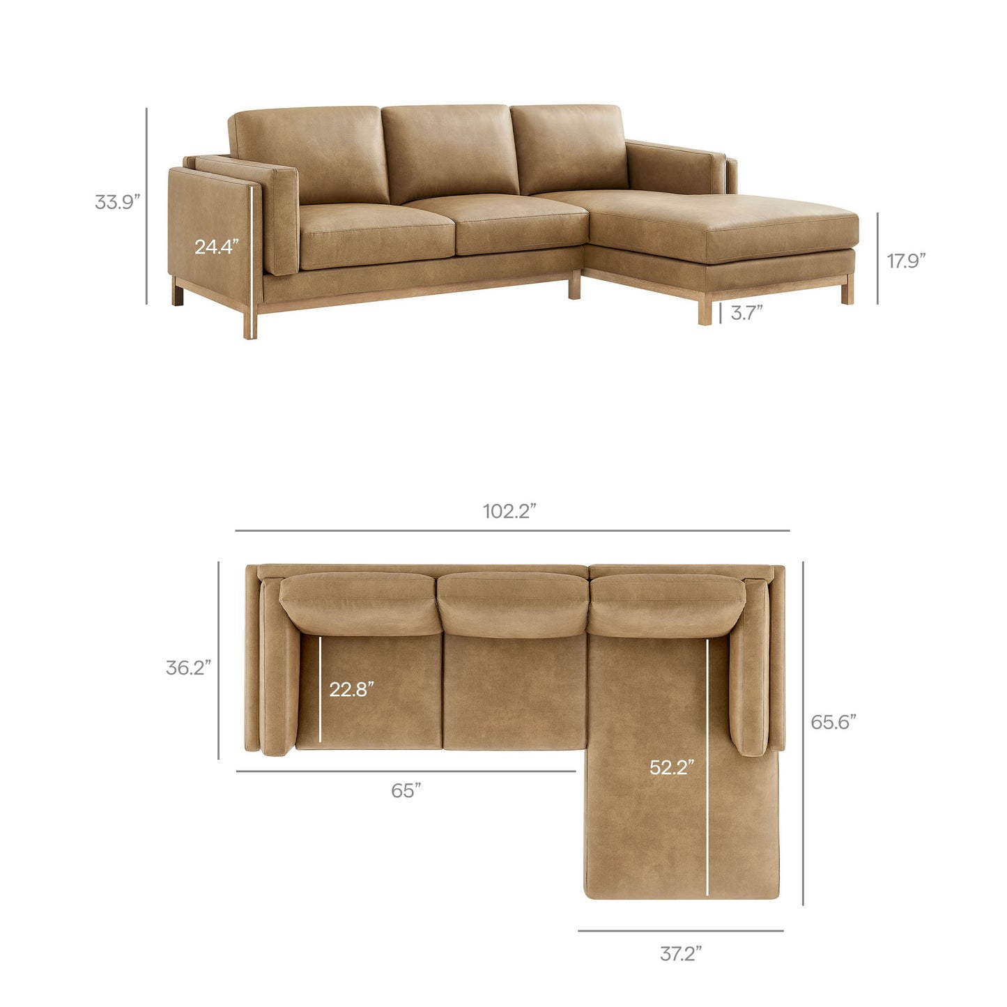 Roscoe Contemporary Vegan Leather Sectional Sofa with Chaise by Modway EEI-7377