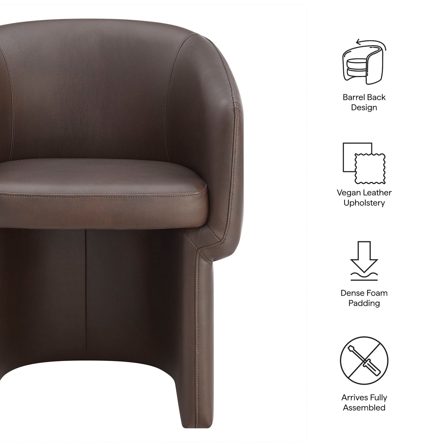 Verity Barrel Back Vegan Leather Dining Chair by Modway EEI-7383 Modern Upholstered Design