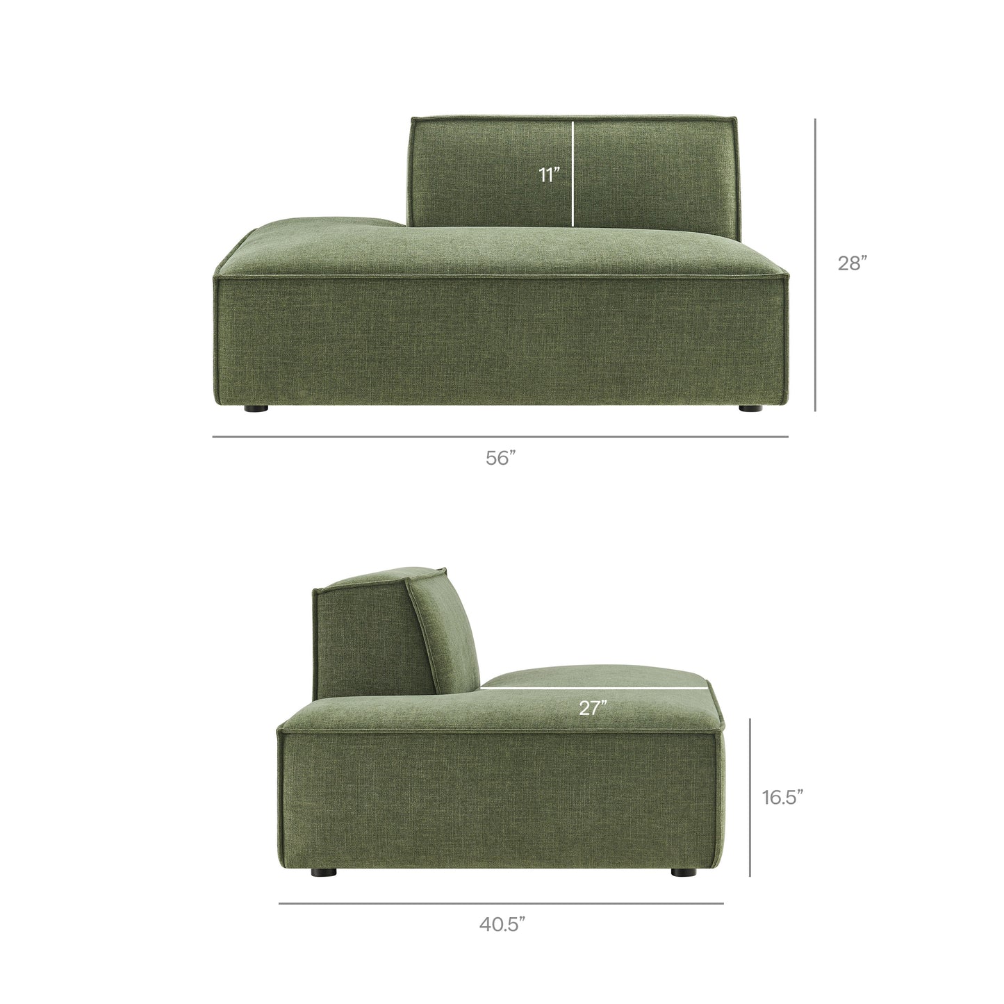Restore Performance Fabric Upholstered Left-Facing Armless Modular Chaise by Modway