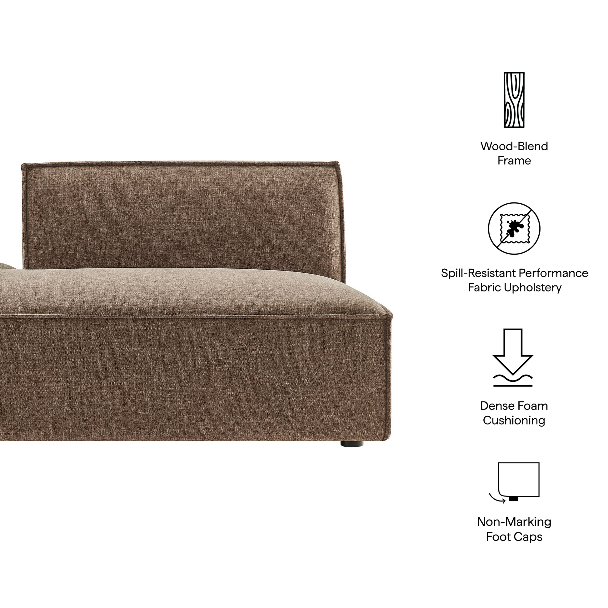Restore Performance Fabric Upholstered Left-Facing Armless Modular Chaise by Modway
