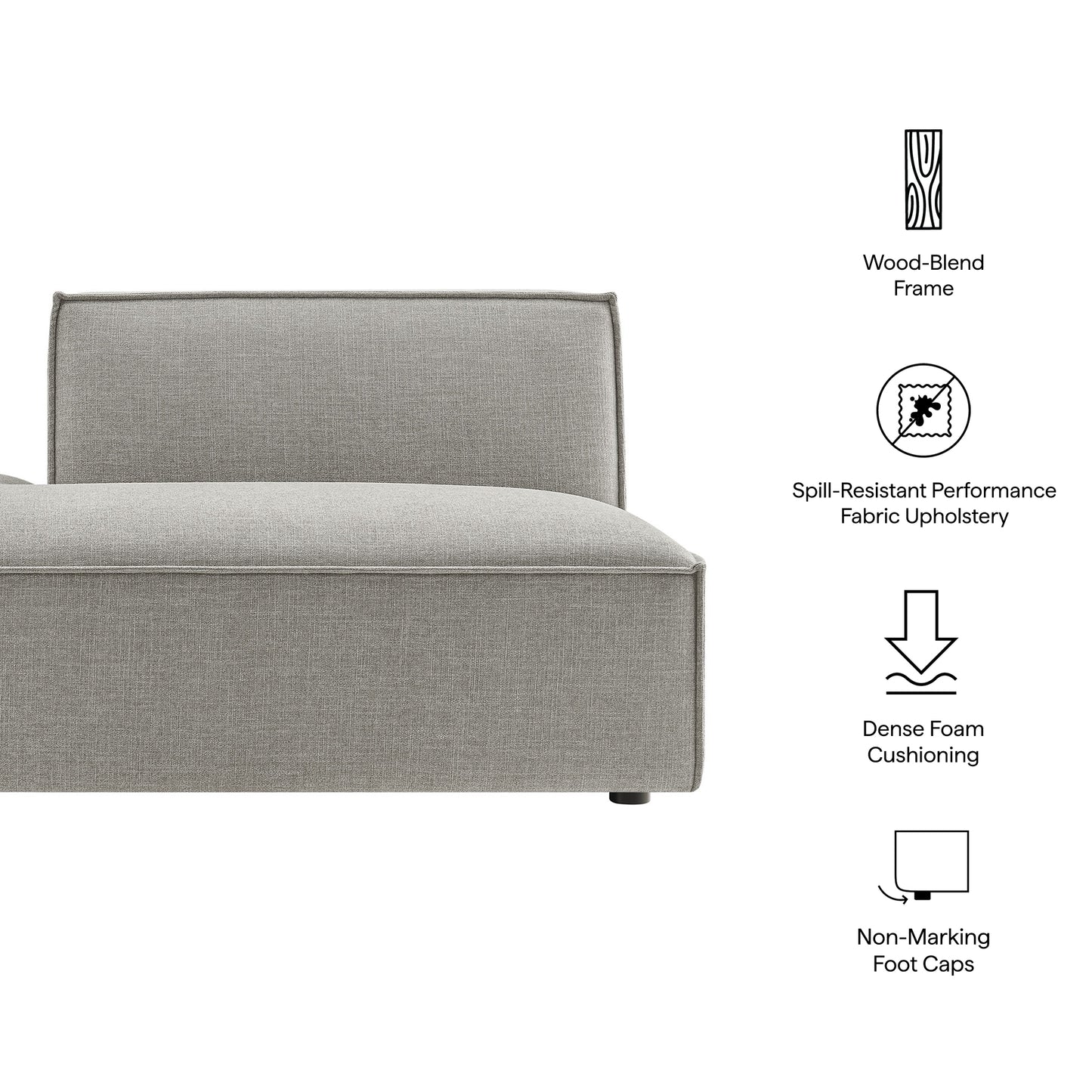 Restore Performance Fabric Upholstered Left-Facing Armless Modular Chaise by Modway
