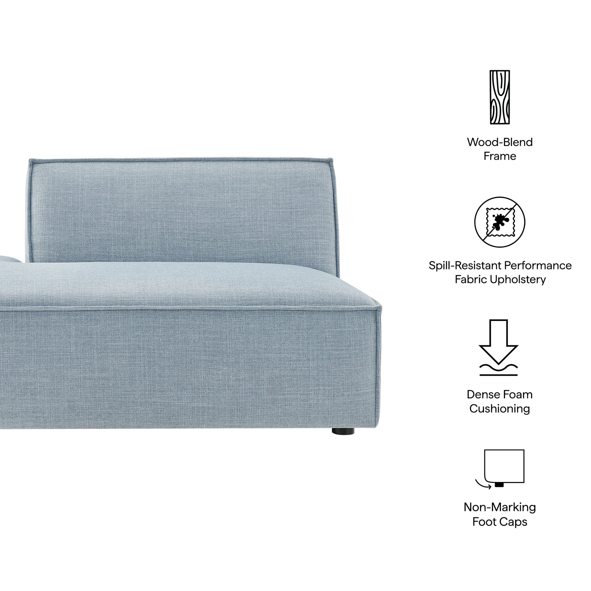 Restore Performance Fabric Upholstered Left-Facing Armless Modular Chaise by Modway