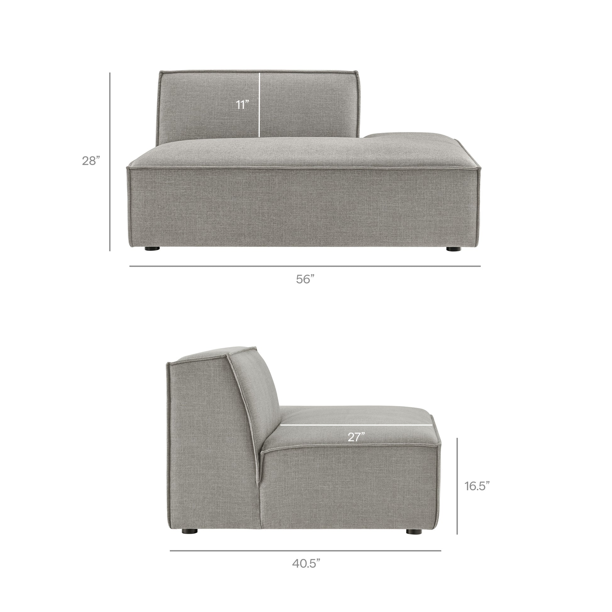 Restore Performance Fabric Upholstered Right-Facing Armless Modular Chaise by Modway