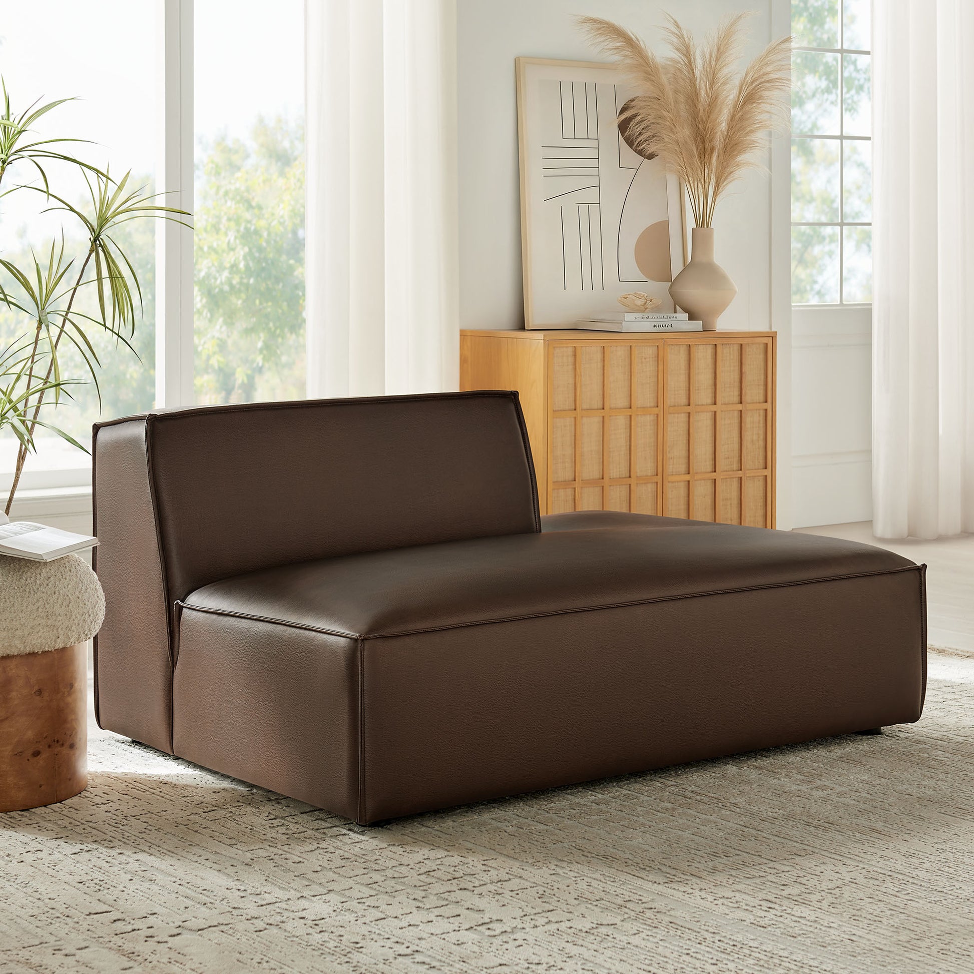 Restore Vegan Leather Right-Facing Armless Modular Chaise by Modway