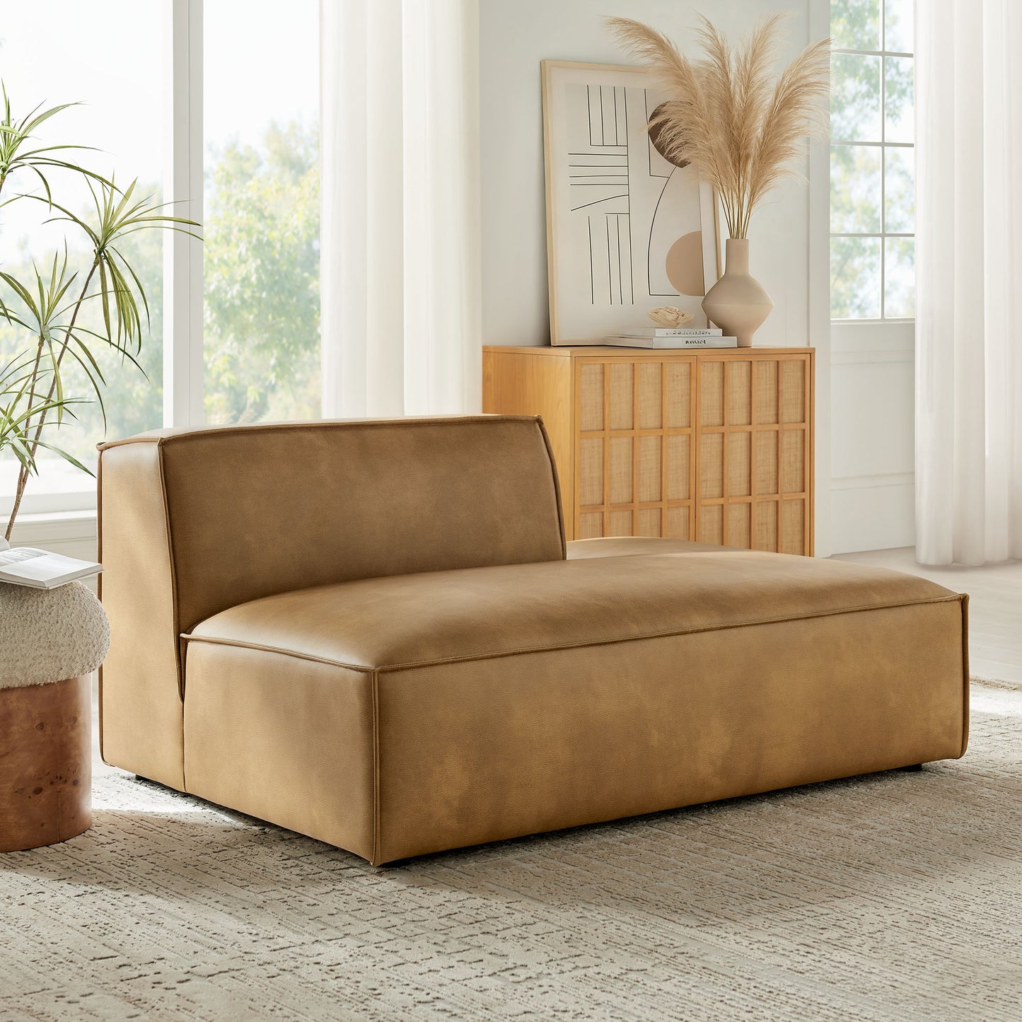 Restore Vegan Leather Right-Facing Armless Modular Chaise by Modway