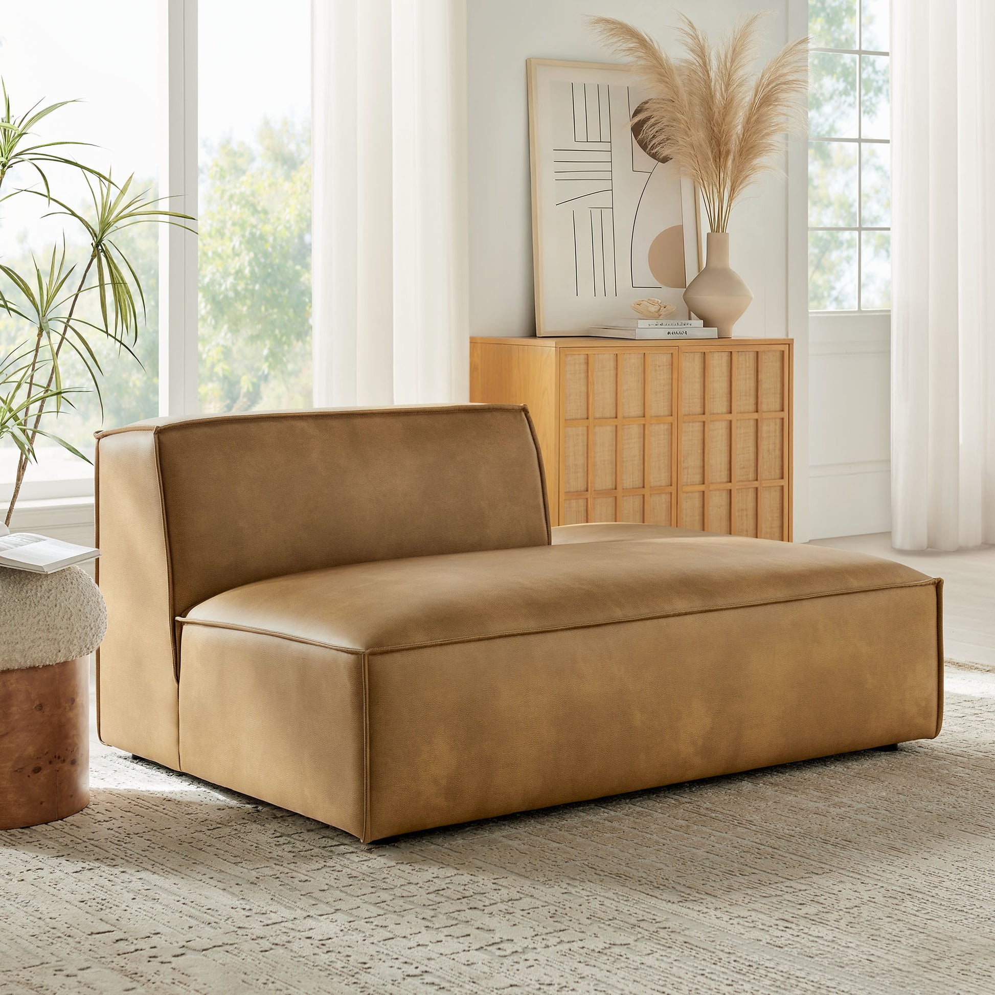 Restore Vegan Leather Right-Facing Armless Modular Chaise by Modway