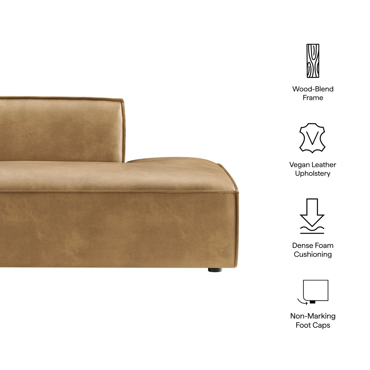 Restore Vegan Leather Right-Facing Armless Modular Chaise by Modway