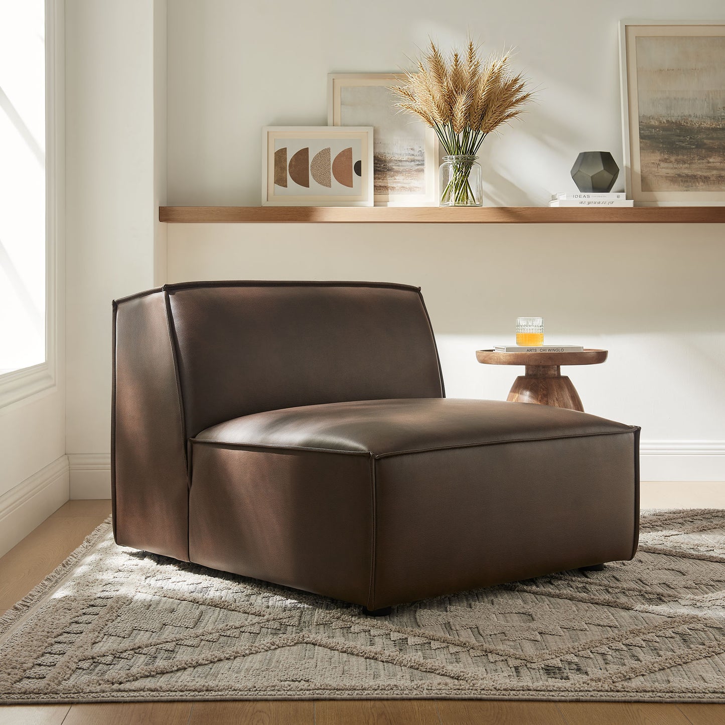 Restore Vegan Leather Armless Modular Chair by Modway