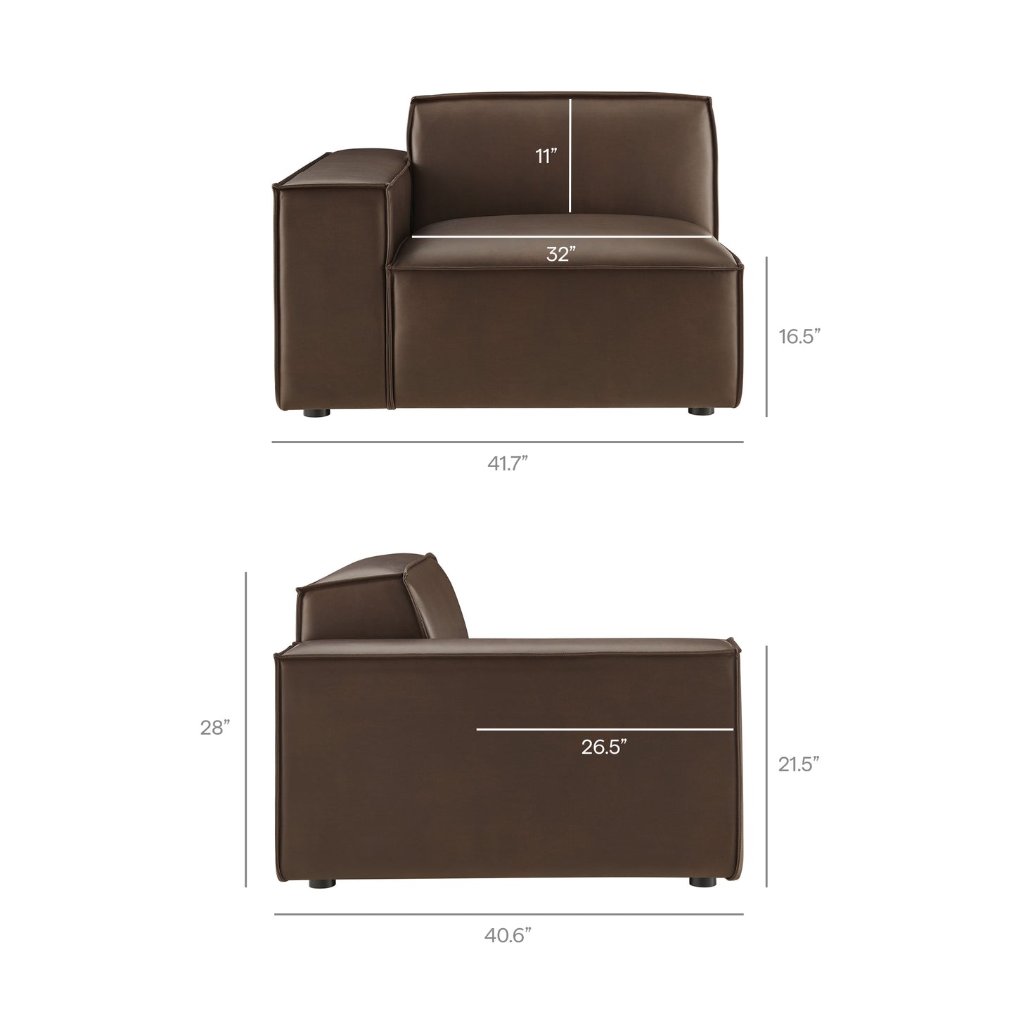 Restore Vegan Leather Left-Facing Modular Lounge Chair by Modway