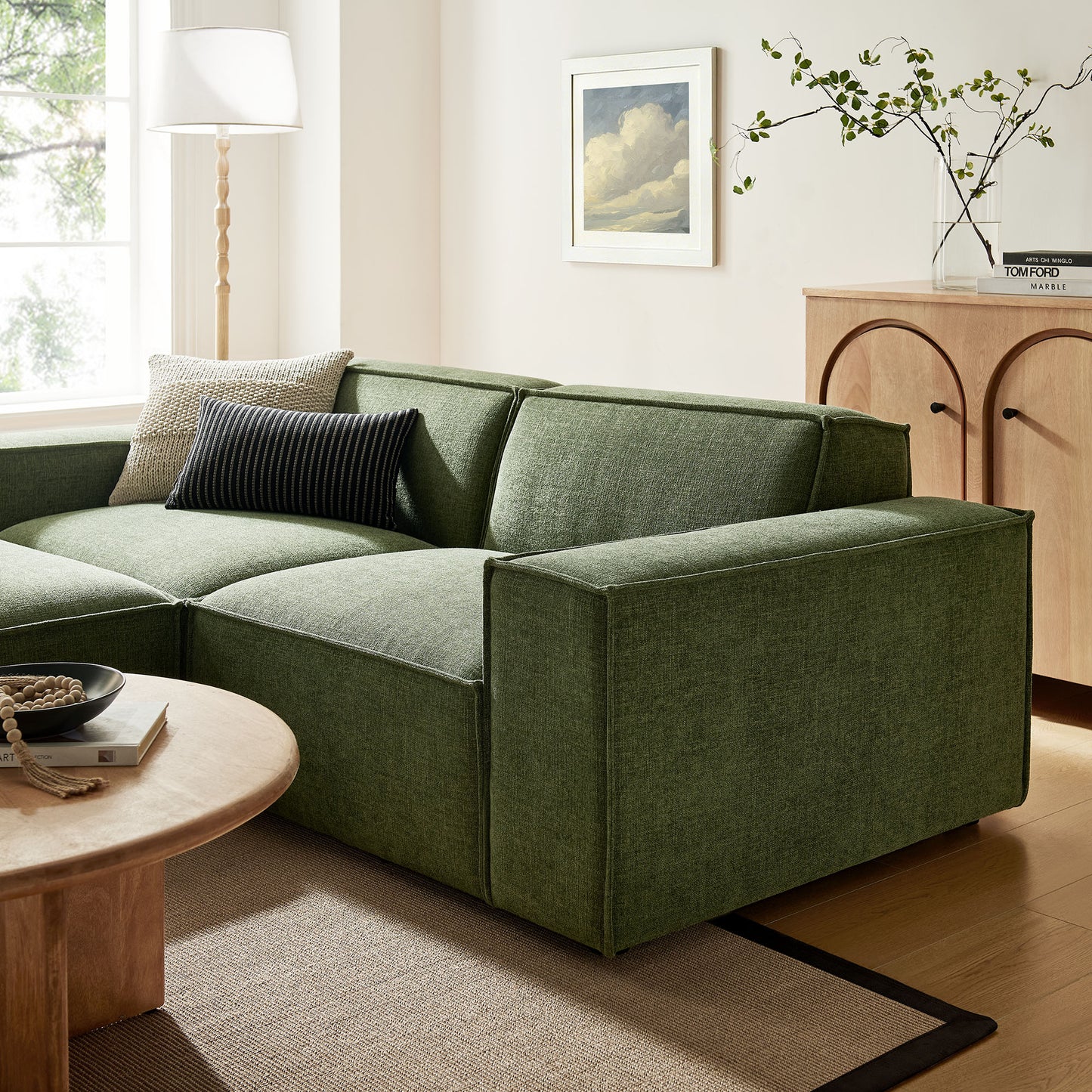 Restore 3-Piece Performance Fabric Upholstered Modular Loveseat with Ottoman by Modway