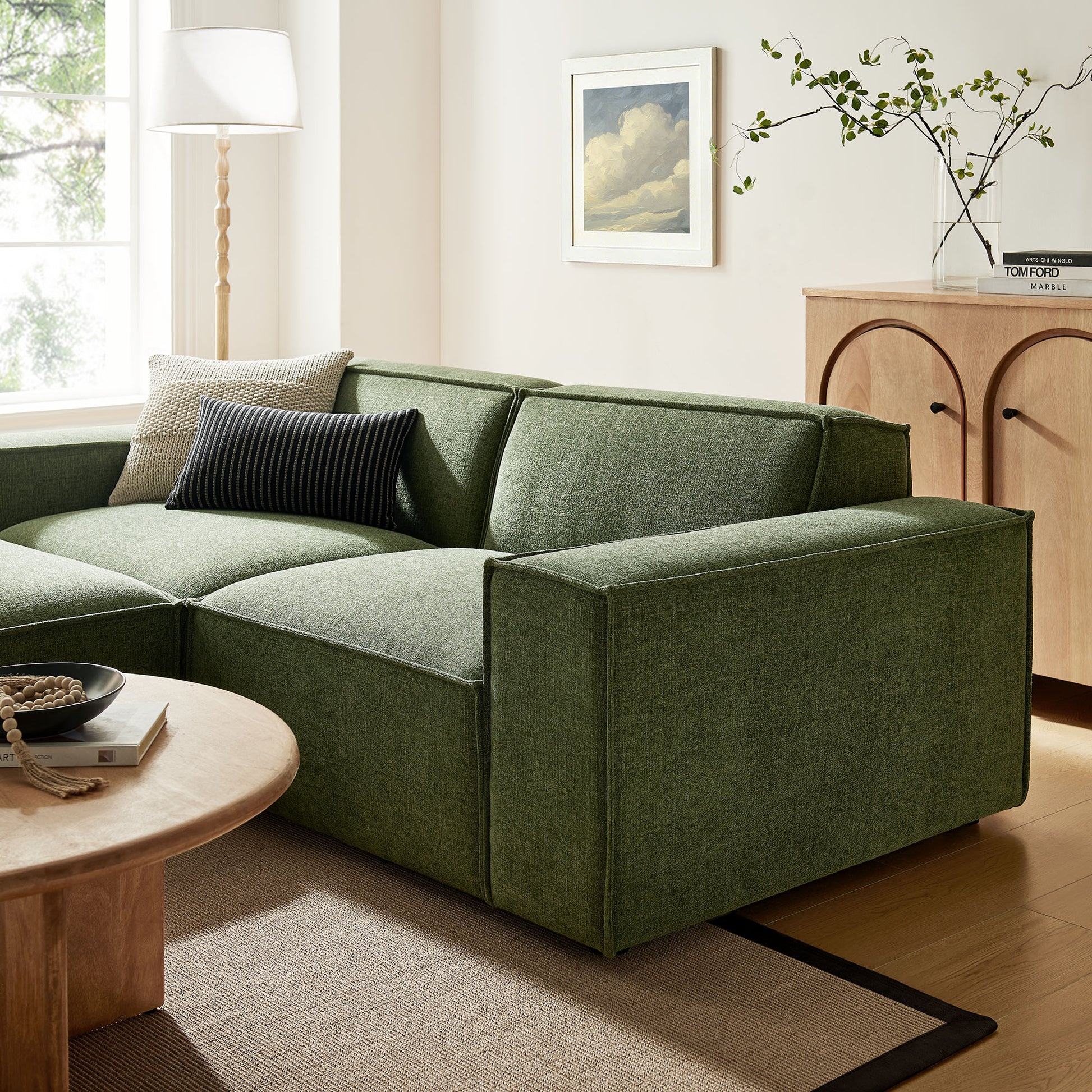 Restore 3-Piece Performance Fabric Upholstered Modular Loveseat with Ottoman by Modway