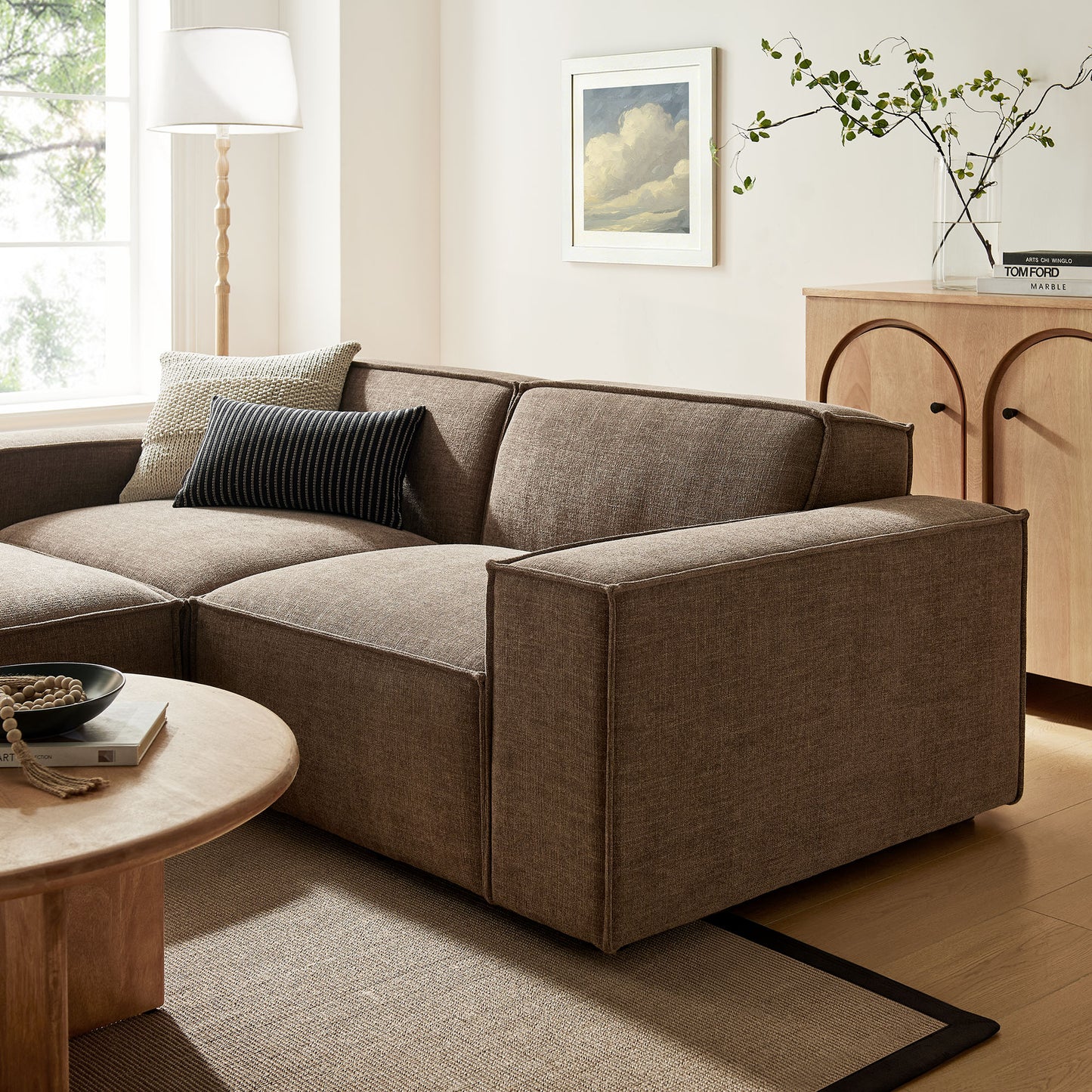 Restore 3-Piece Performance Fabric Upholstered Modular Loveseat with Ottoman by Modway