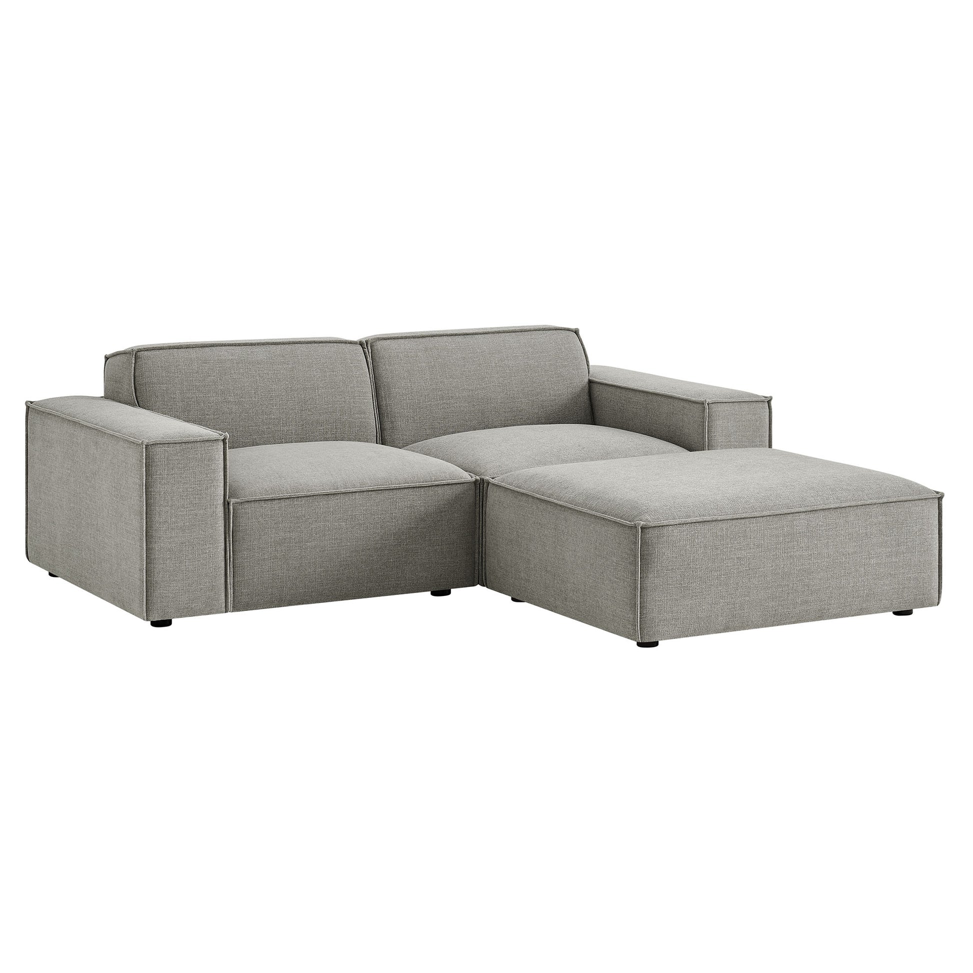 Restore 3-Piece Performance Fabric Upholstered Modular Loveseat with Ottoman by Modway