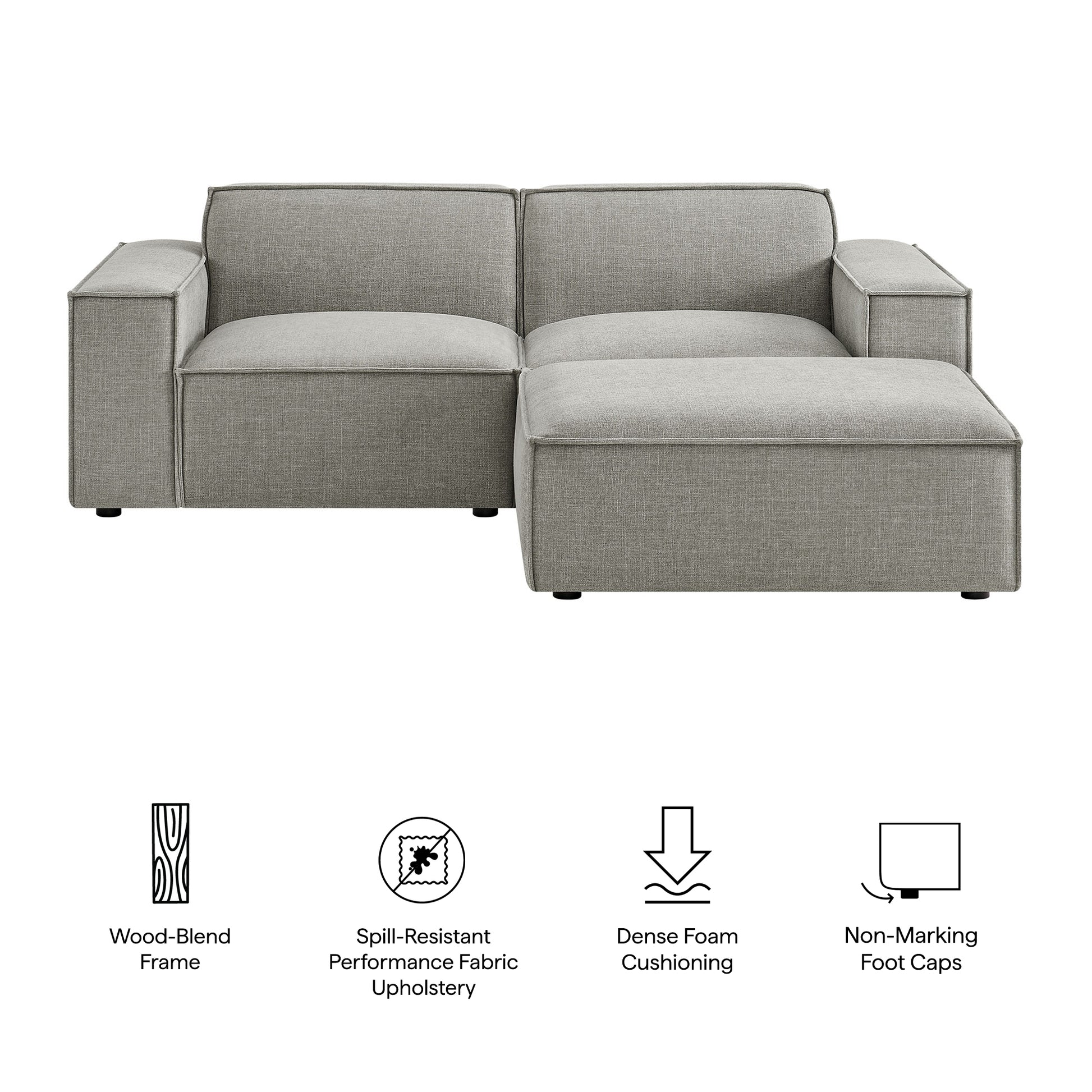 Restore 3-Piece Performance Fabric Upholstered Modular Loveseat with Ottoman by Modway