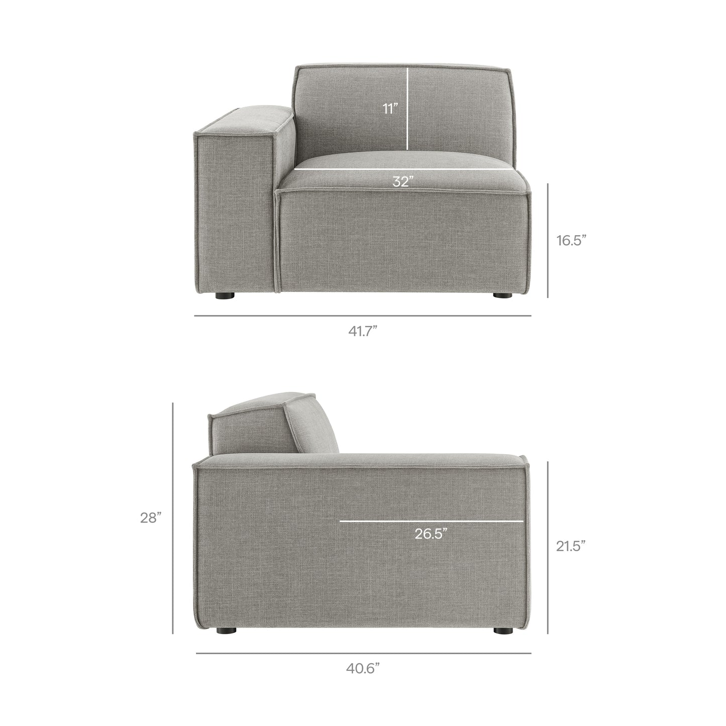 Restore 3-Piece Performance Fabric Upholstered Modular Loveseat with Ottoman by Modway