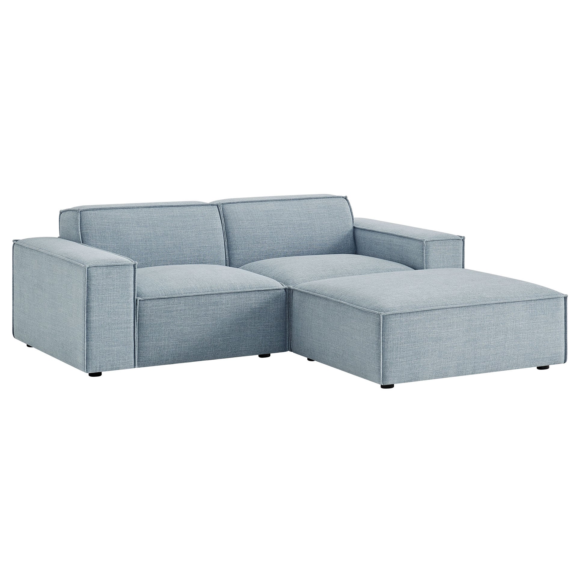 Restore 3-Piece Performance Fabric Upholstered Modular Loveseat with Ottoman by Modway