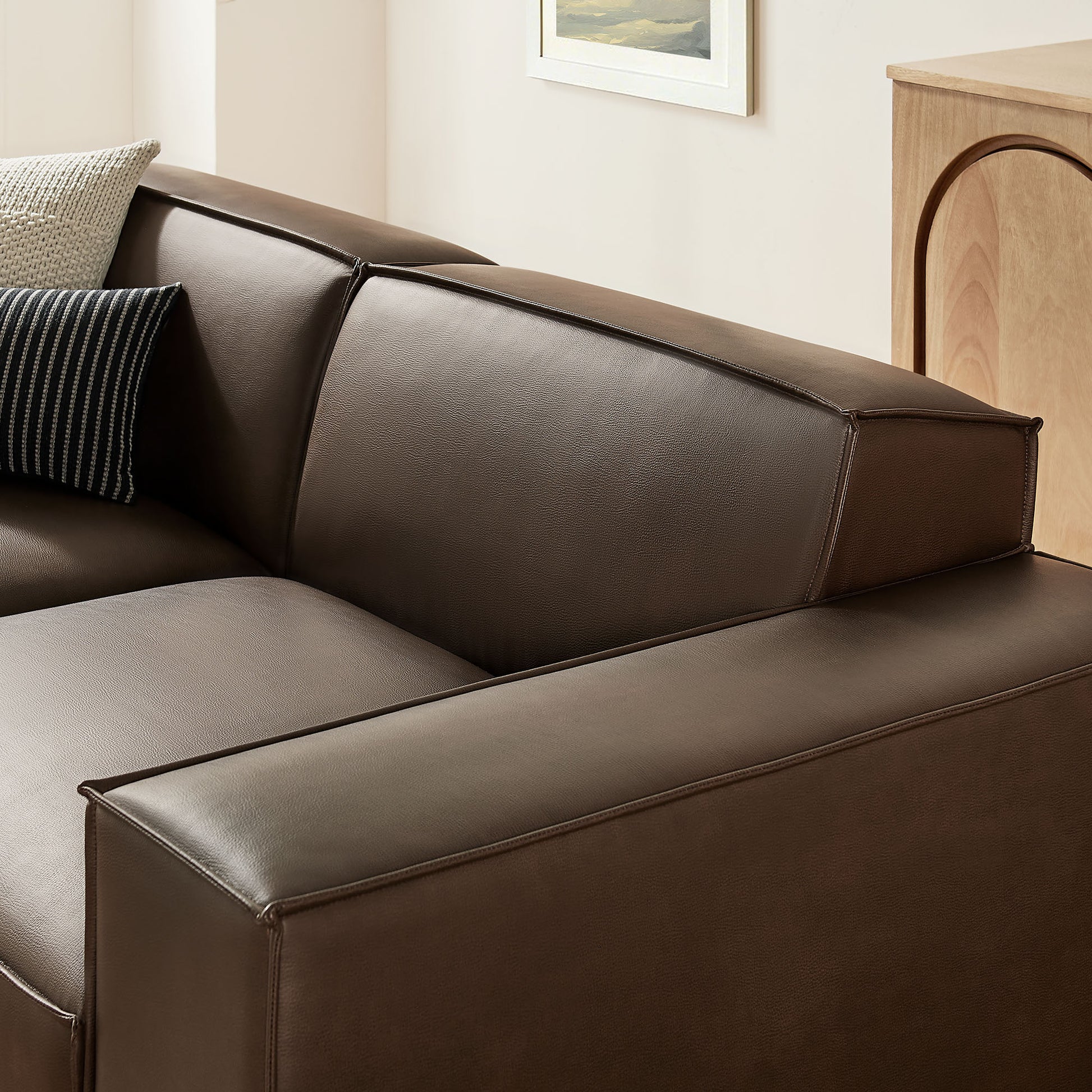 Restore 3-Piece Vegan Leather Modular Loveseat with Ottoman by Modway