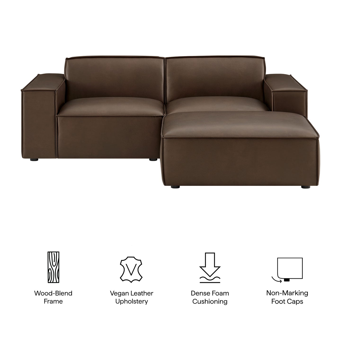Restore 3-Piece Vegan Leather Modular Loveseat with Ottoman by Modway