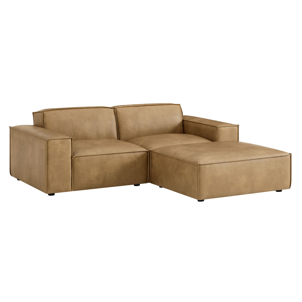 Restore 3-Piece Vegan Leather Modular Loveseat with Ottoman by Modway
