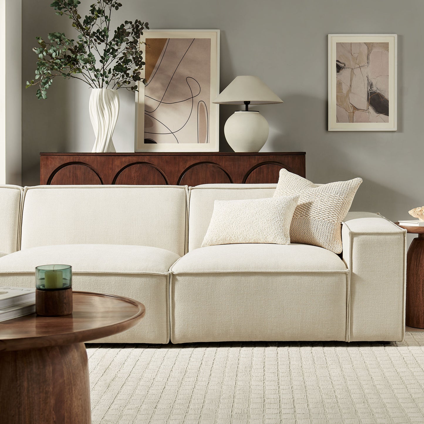 Restore 3-Piece Performance Fabric Upholstered Modular Sofa Set by Modway