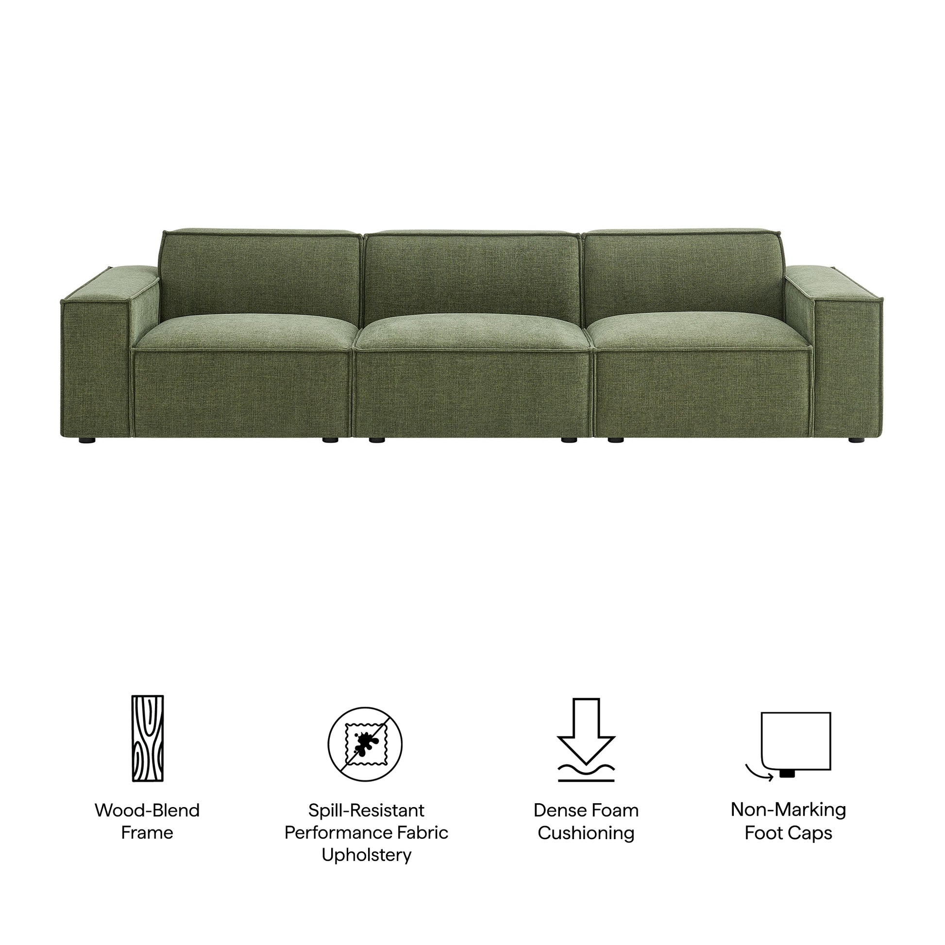 Restore 3-Piece Performance Fabric Upholstered Modular Sofa Set by Modway