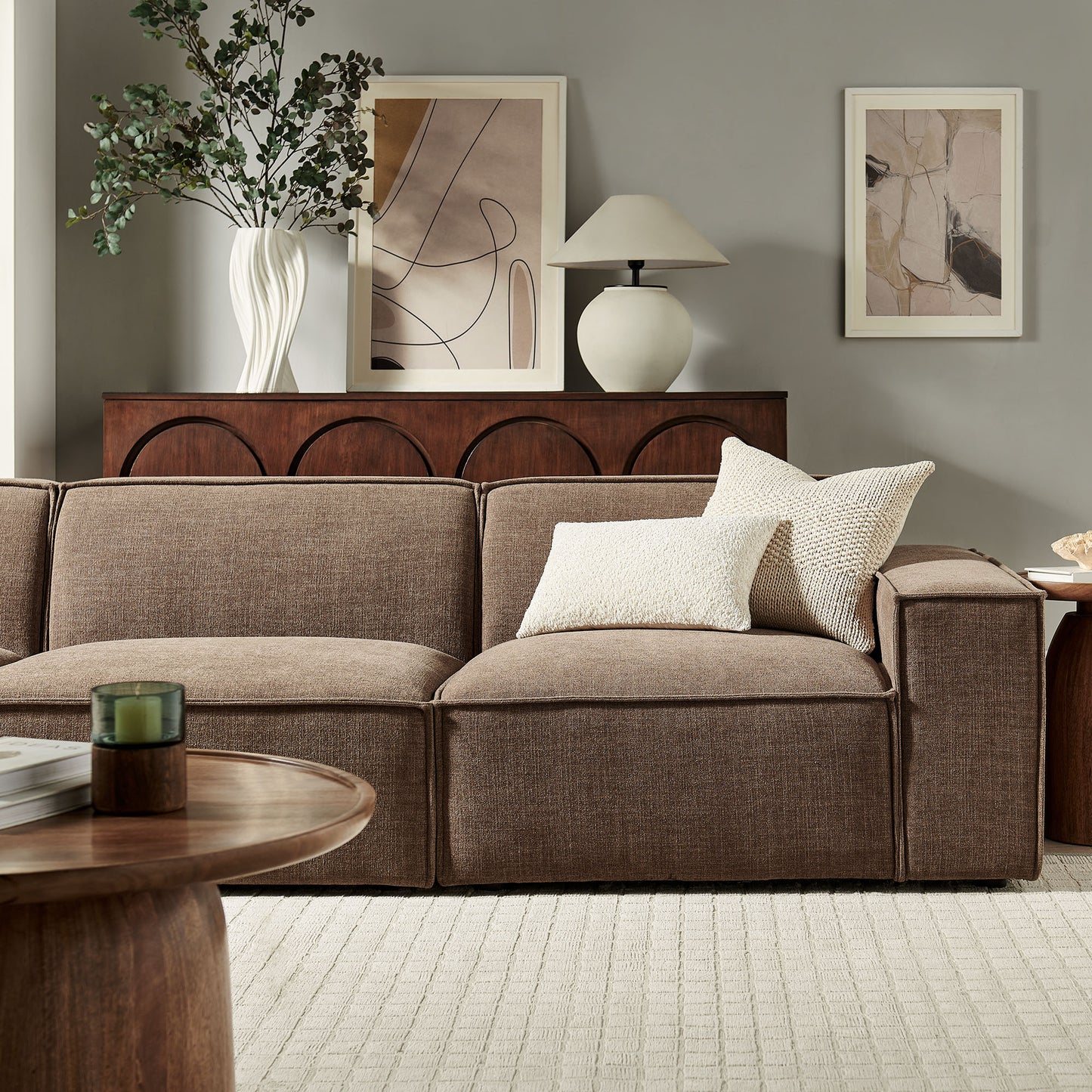 Restore 3-Piece Performance Fabric Upholstered Modular Sofa Set by Modway