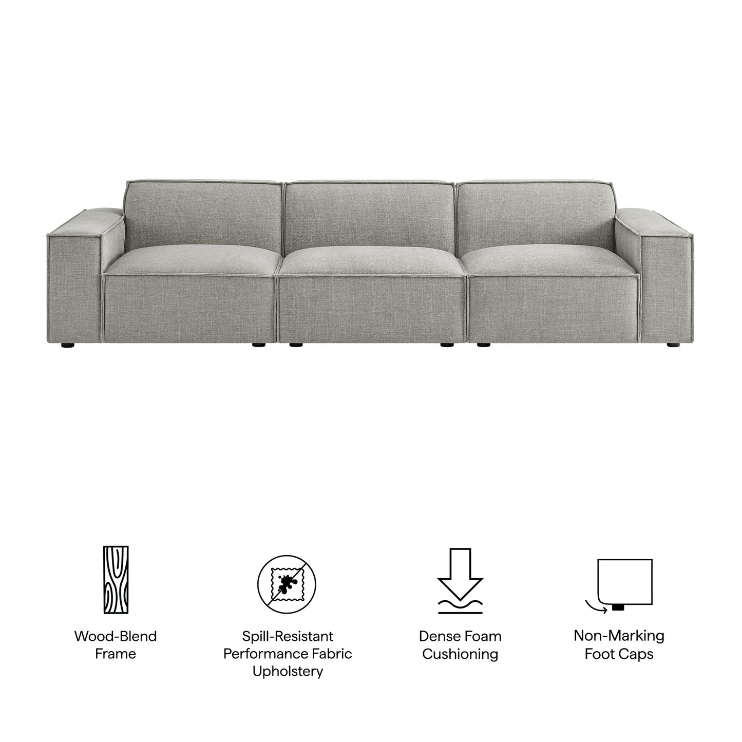 Restore 3-Piece Performance Fabric Upholstered Modular Sofa Set by Modway