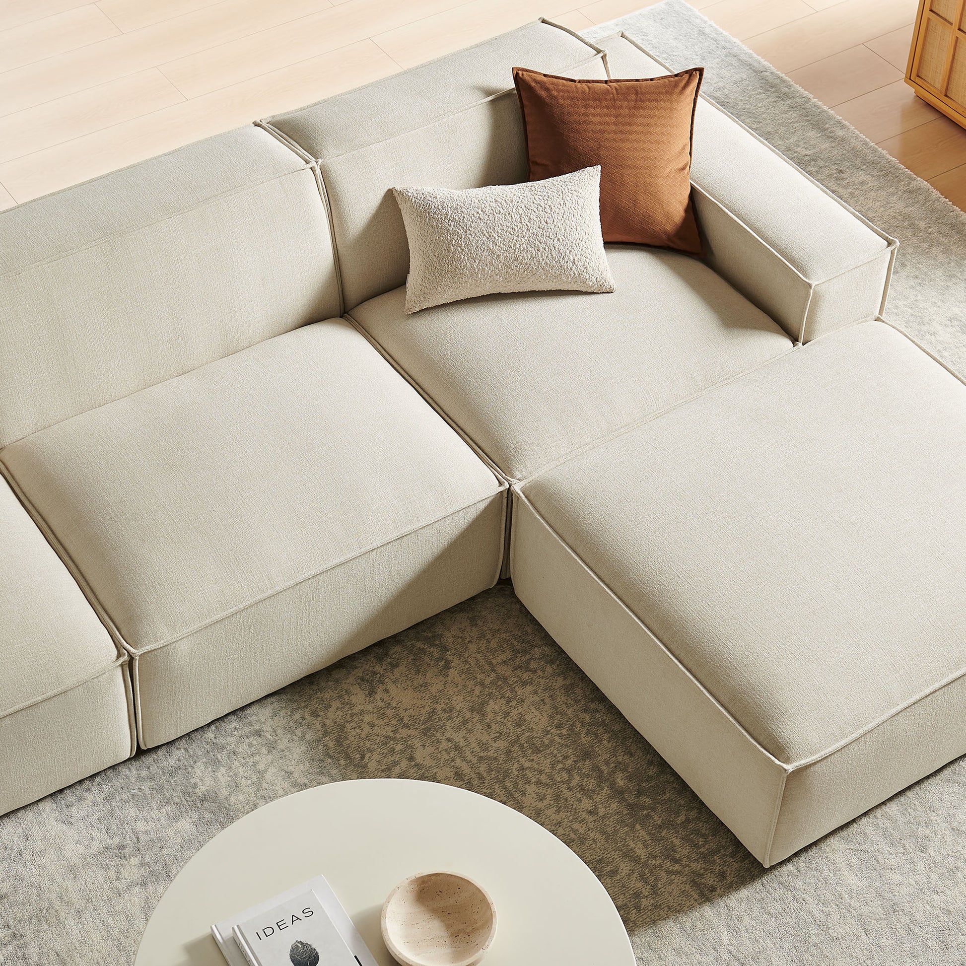 Restore 4-Piece Performance Fabric Upholstered Modular Sofa Set with Ottoman by Modway