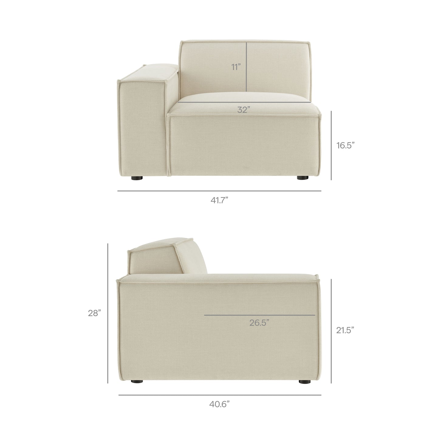 Restore 4-Piece Performance Fabric Upholstered Modular Sofa Set with Ottoman by Modway