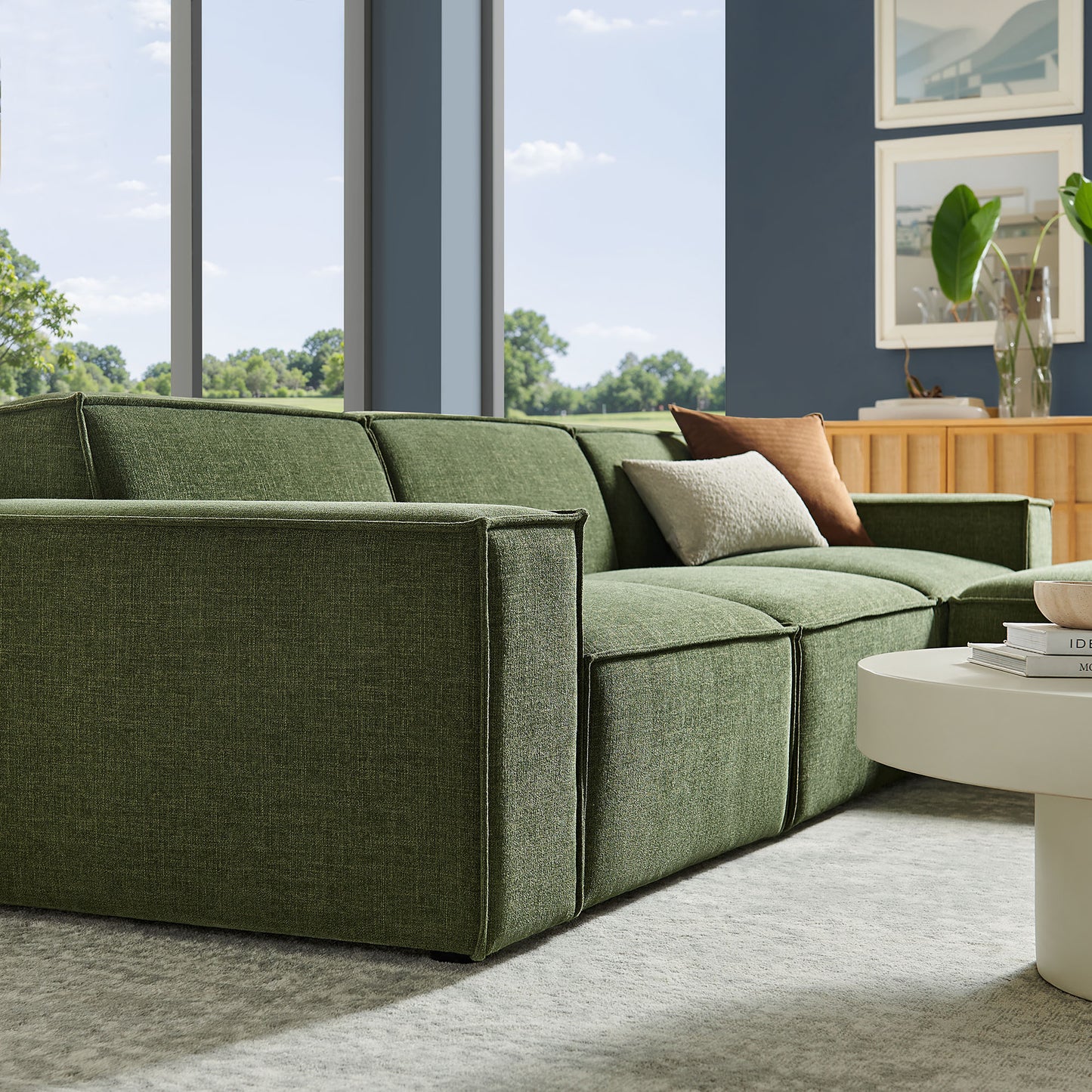 Restore 4-Piece Performance Fabric Upholstered Modular Sofa Set with Ottoman by Modway