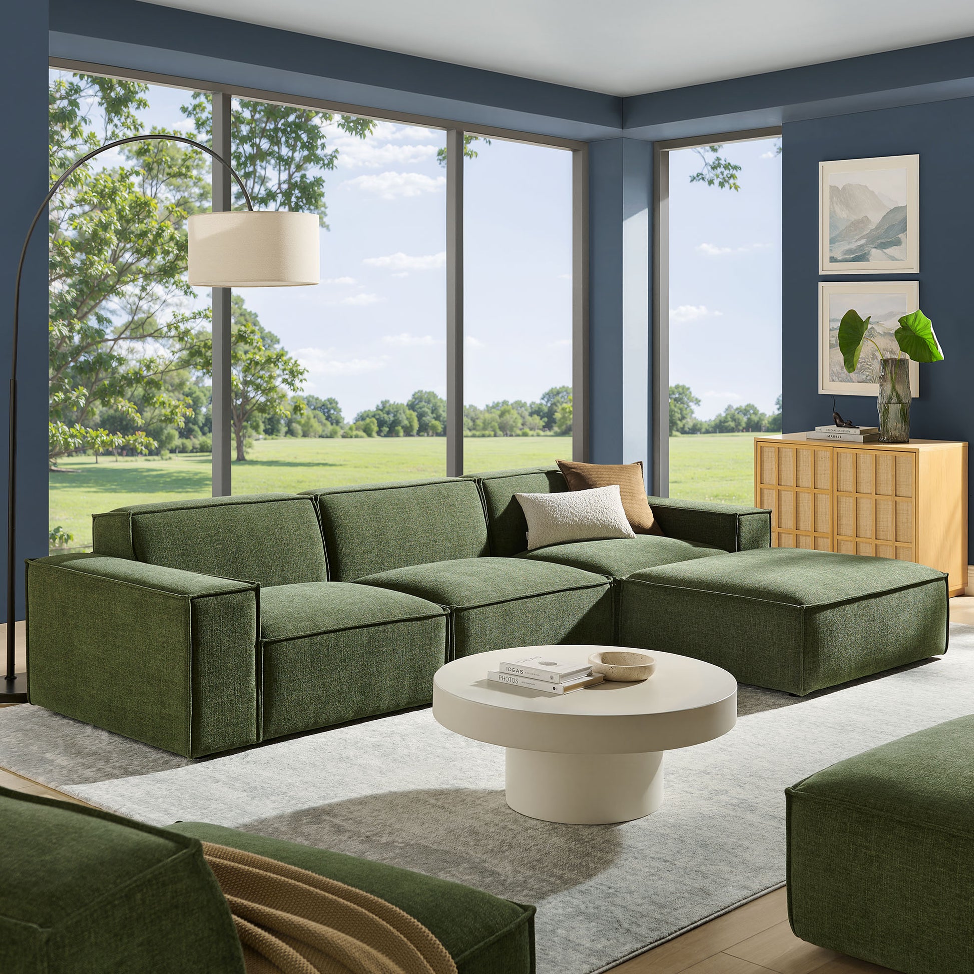 Restore 4-Piece Performance Fabric Upholstered Modular Sofa Set with Ottoman by Modway
