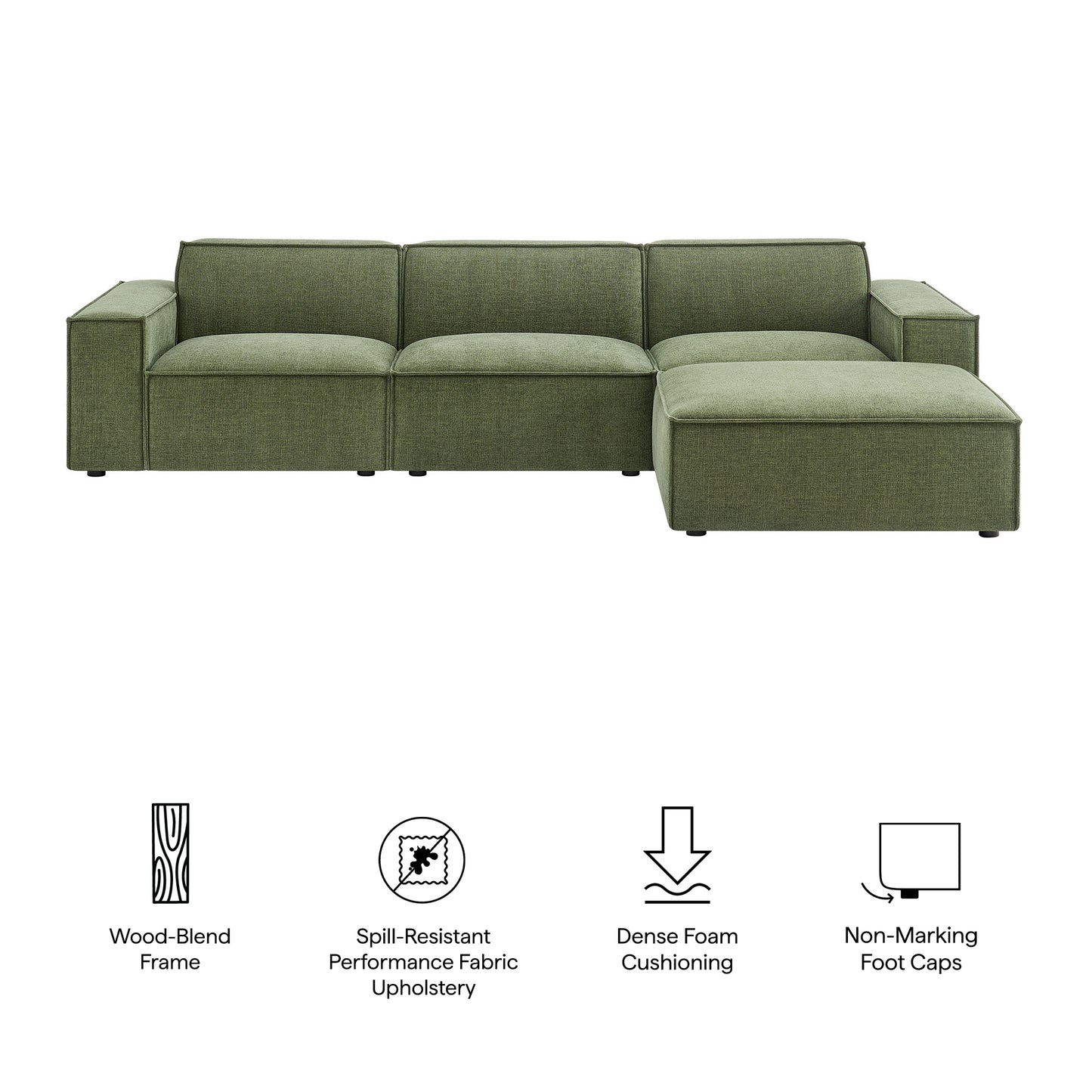 Restore 4-Piece Performance Fabric Upholstered Modular Sofa Set with Ottoman by Modway