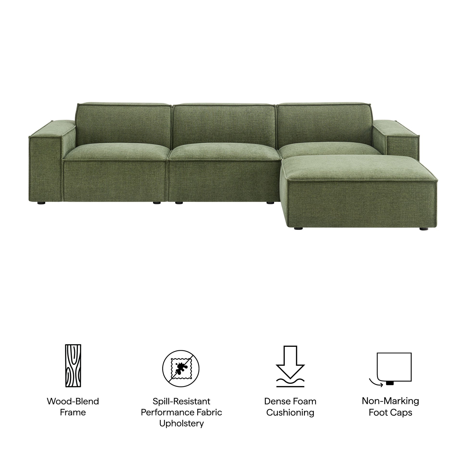 Restore 4-Piece Performance Fabric Upholstered Modular Sofa Set with Ottoman by Modway