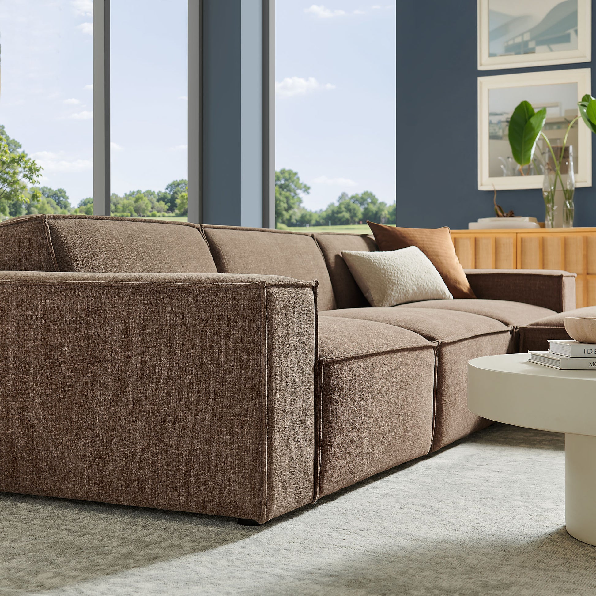 Restore 4-Piece Performance Fabric Upholstered Modular Sofa Set with Ottoman by Modway