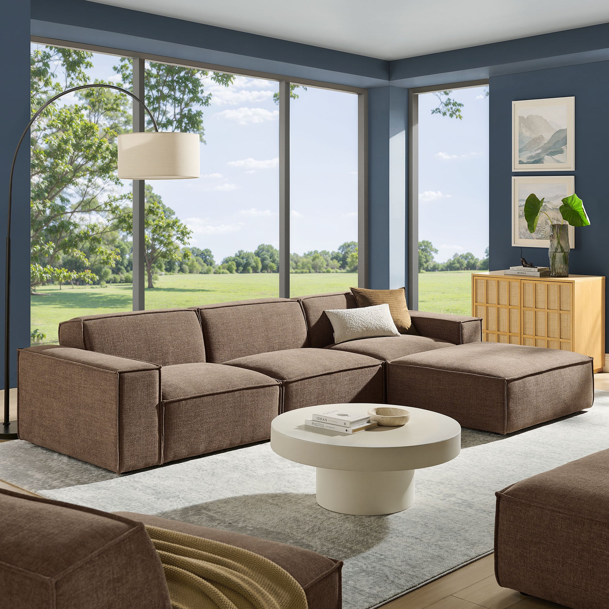Restore 4-Piece Performance Fabric Upholstered Modular Sofa Set with Ottoman by Modway