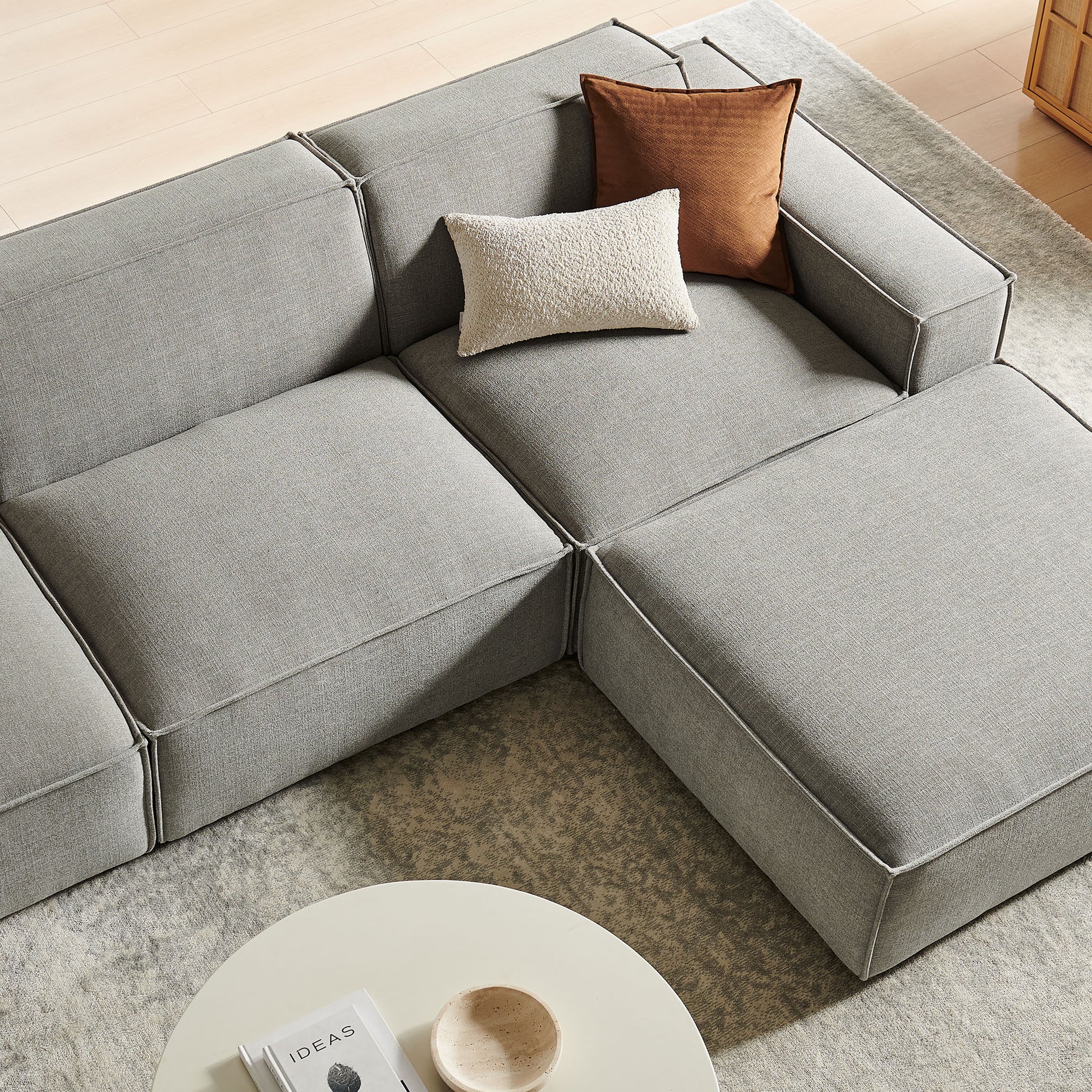 Restore 4-Piece Performance Fabric Upholstered Modular Sofa Set with Ottoman by Modway