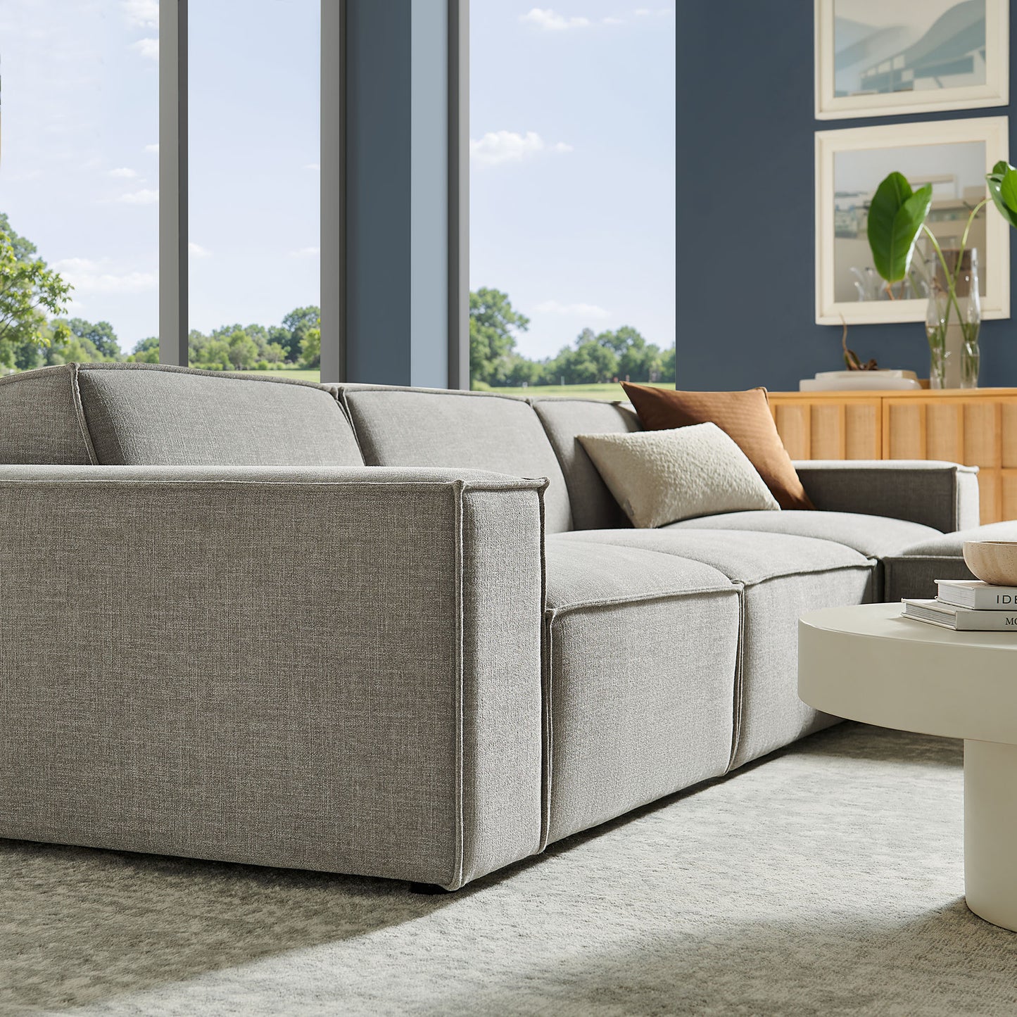 Restore 4-Piece Performance Fabric Upholstered Modular Sofa Set with Ottoman by Modway