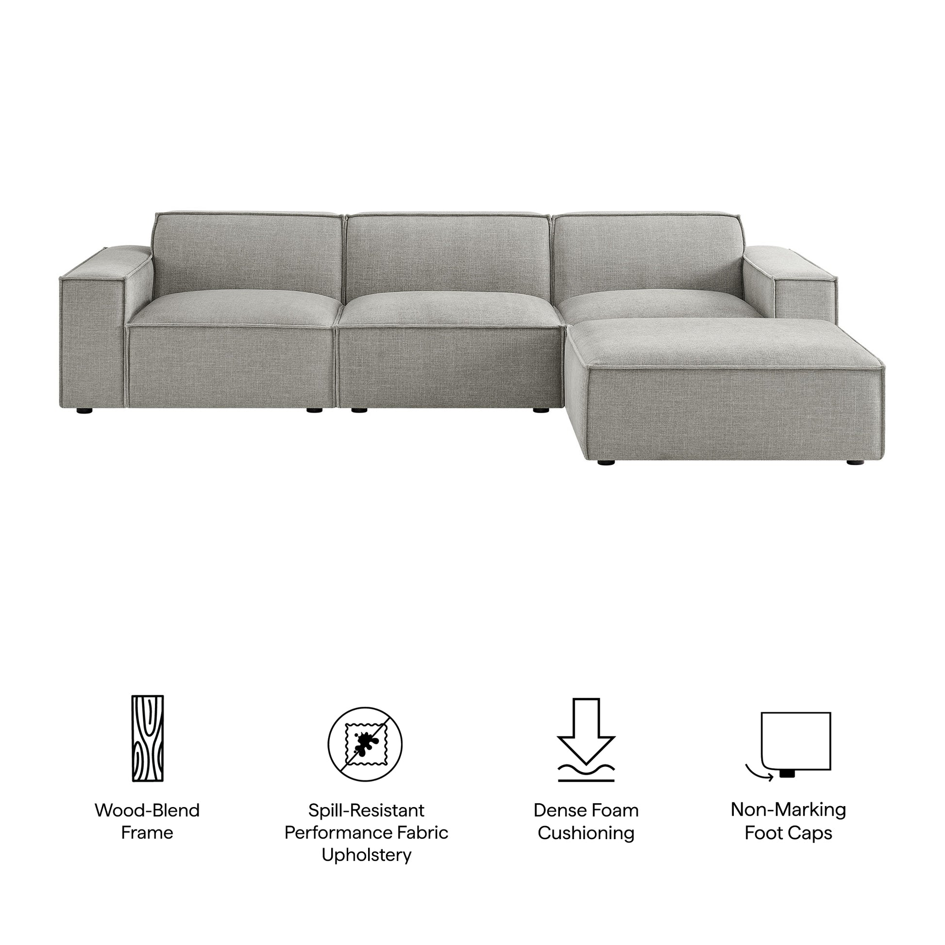 Restore 4-Piece Performance Fabric Upholstered Modular Sofa Set with Ottoman by Modway