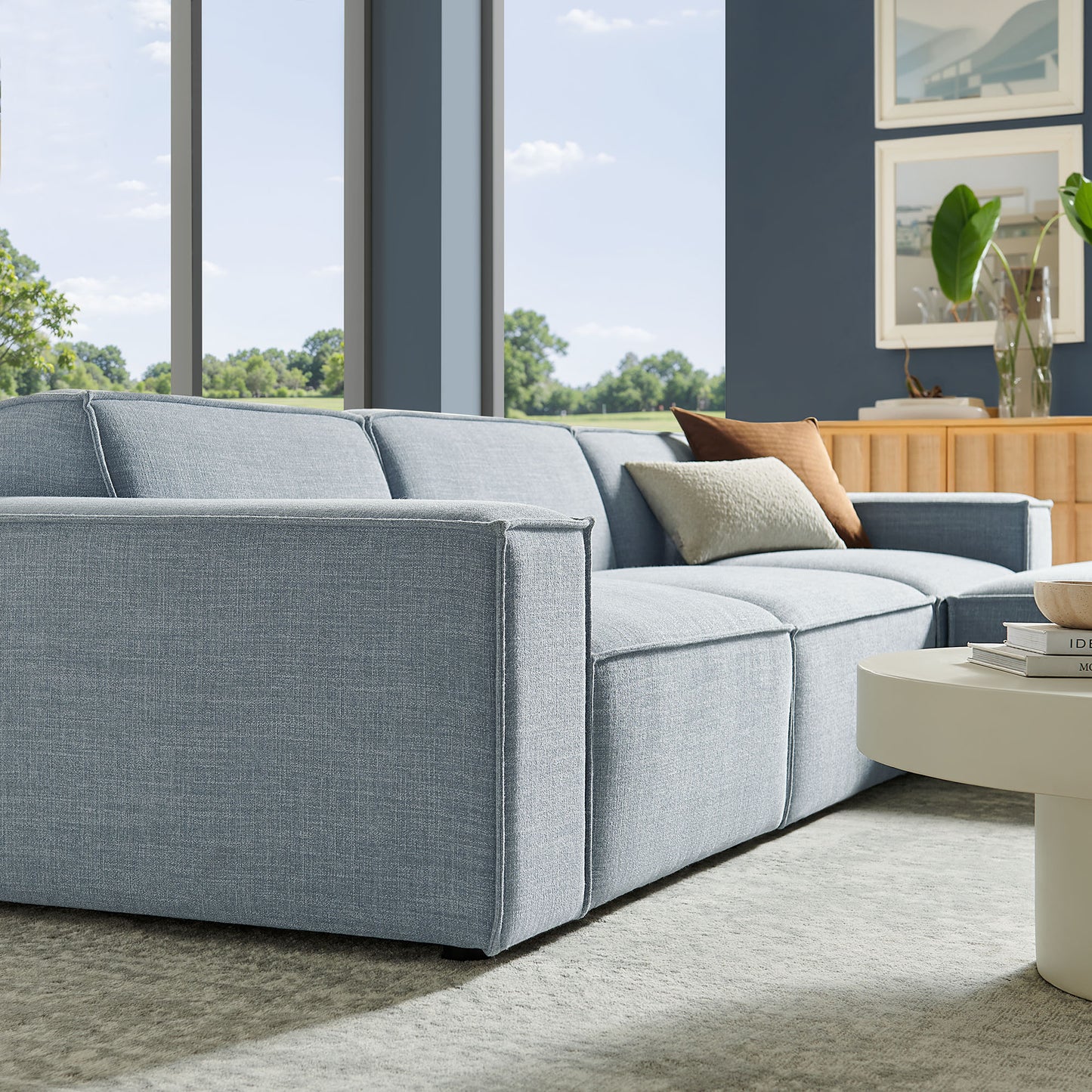 Restore 4-Piece Performance Fabric Upholstered Modular Sofa Set with Ottoman by Modway