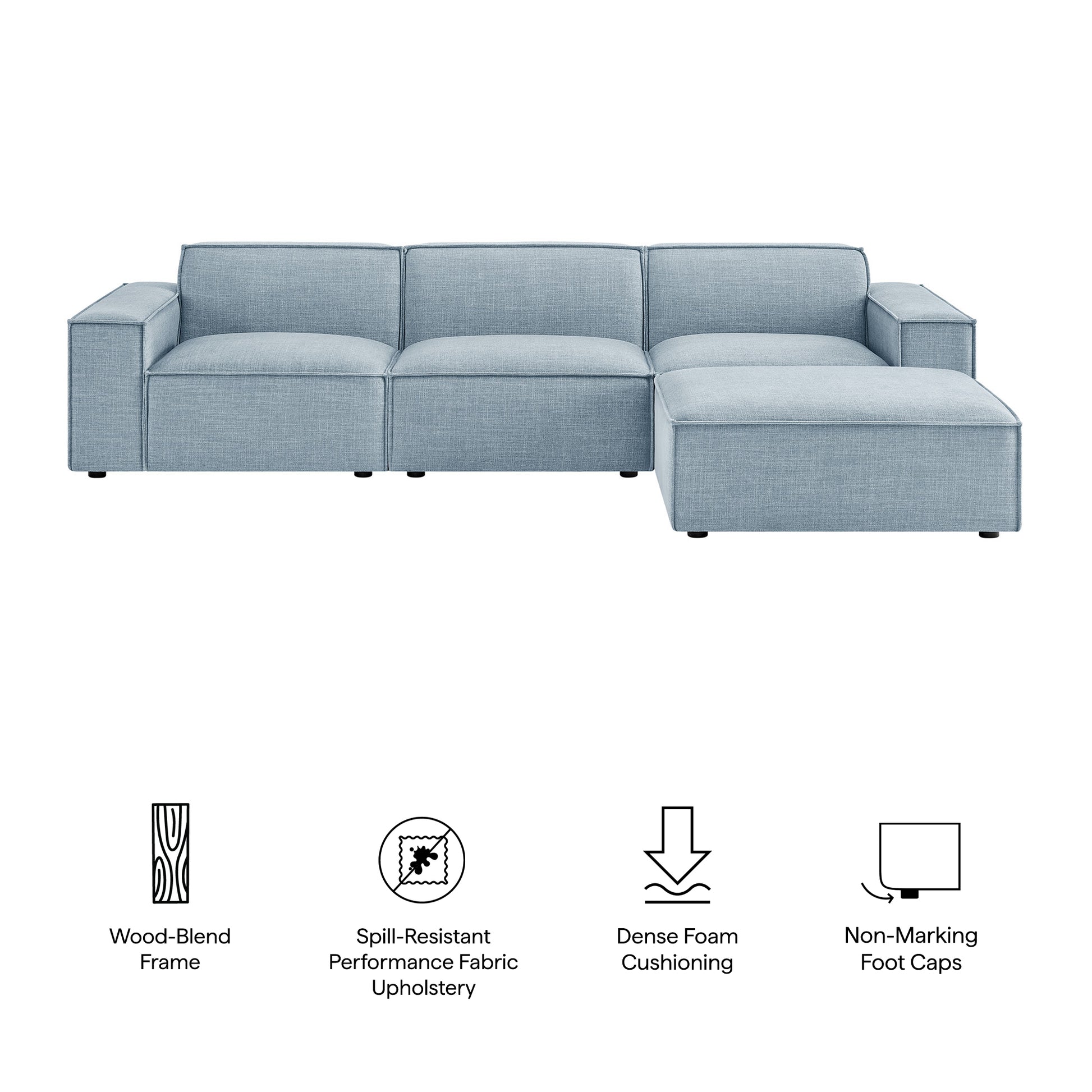 Restore 4-Piece Performance Fabric Upholstered Modular Sofa Set with Ottoman by Modway