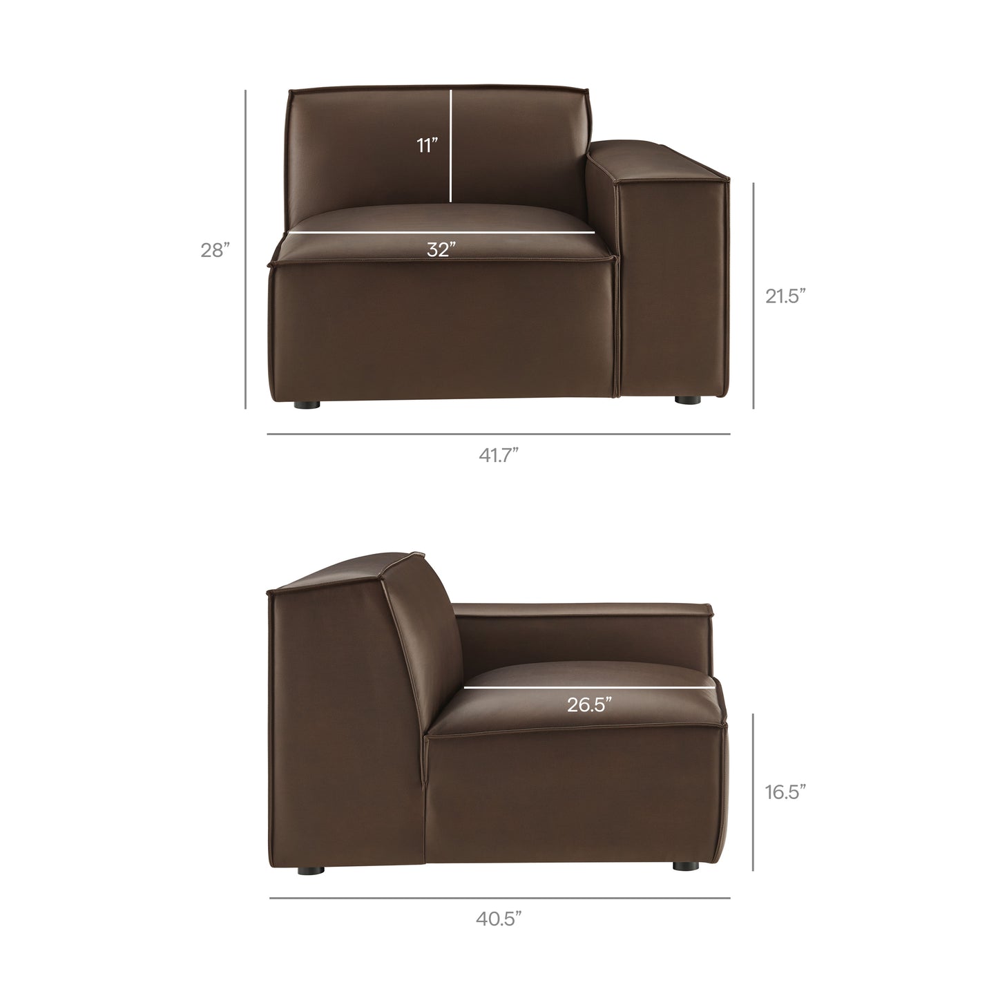 Restore 4-Piece Vegan Leather Modular Sofa Set with Ottoman by Modway