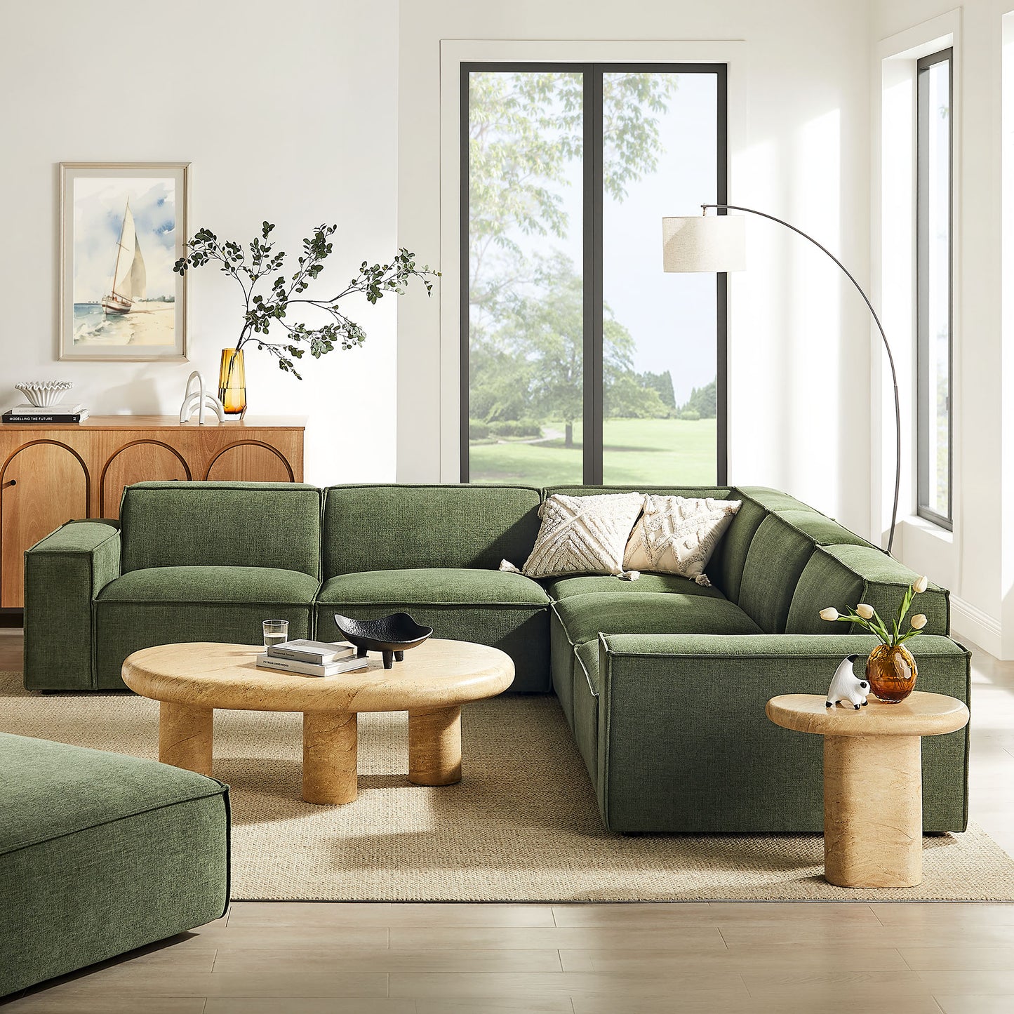 Restore 5-Piece Performance Fabric Upholstered Modular L-Shaped Sofa by Modway