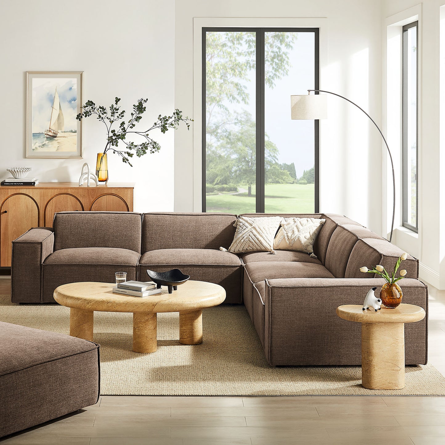 Restore 5-Piece Performance Fabric Upholstered Modular L-Shaped Sofa by Modway