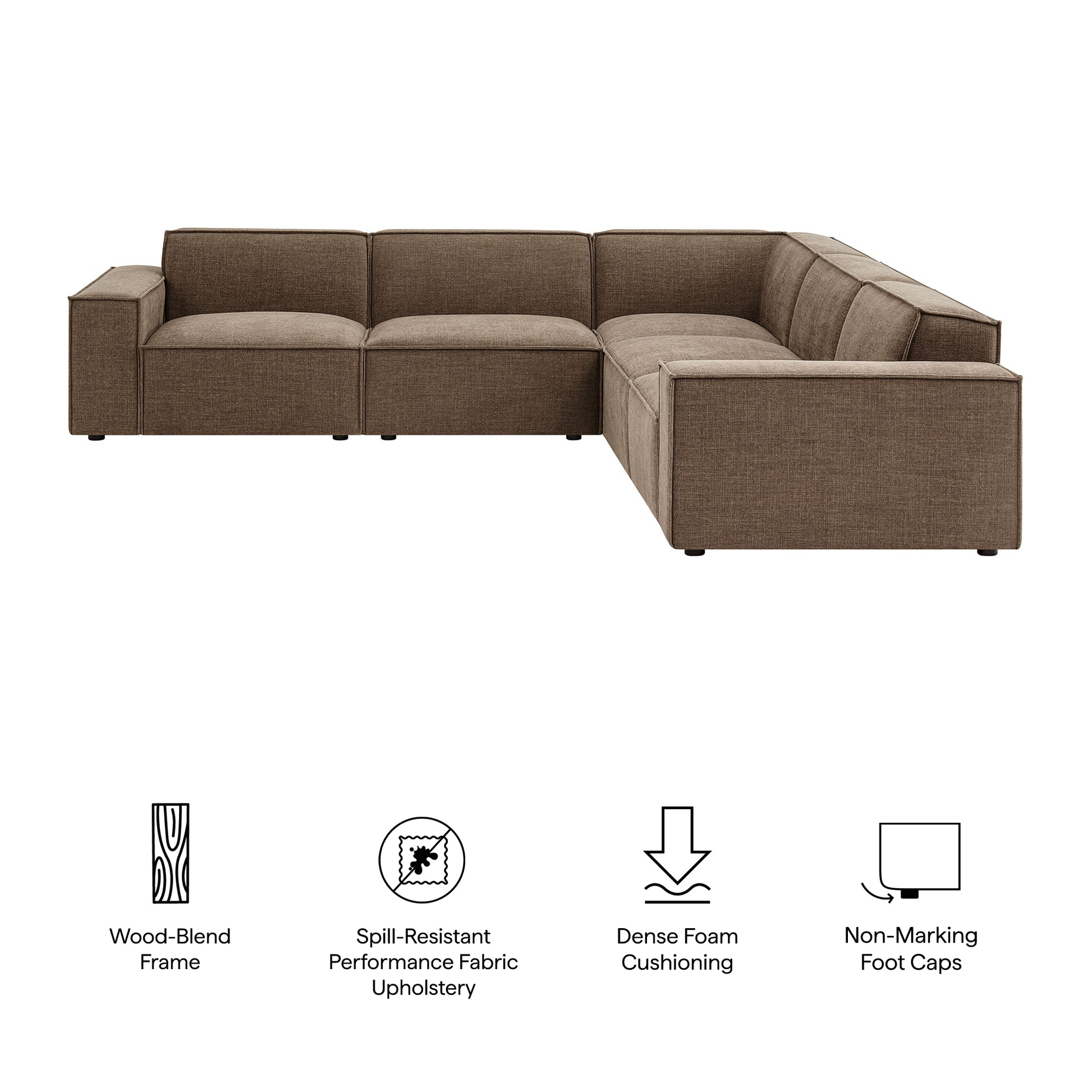 Restore 5-Piece Performance Fabric Upholstered Modular L-Shaped Sofa by Modway