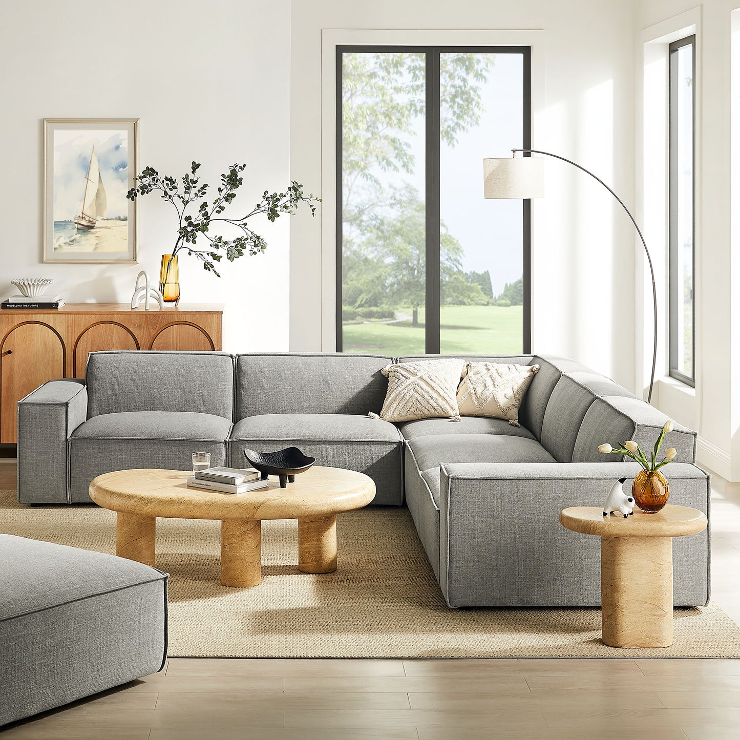 Restore 5-Piece Performance Fabric Upholstered Modular L-Shaped Sofa by Modway